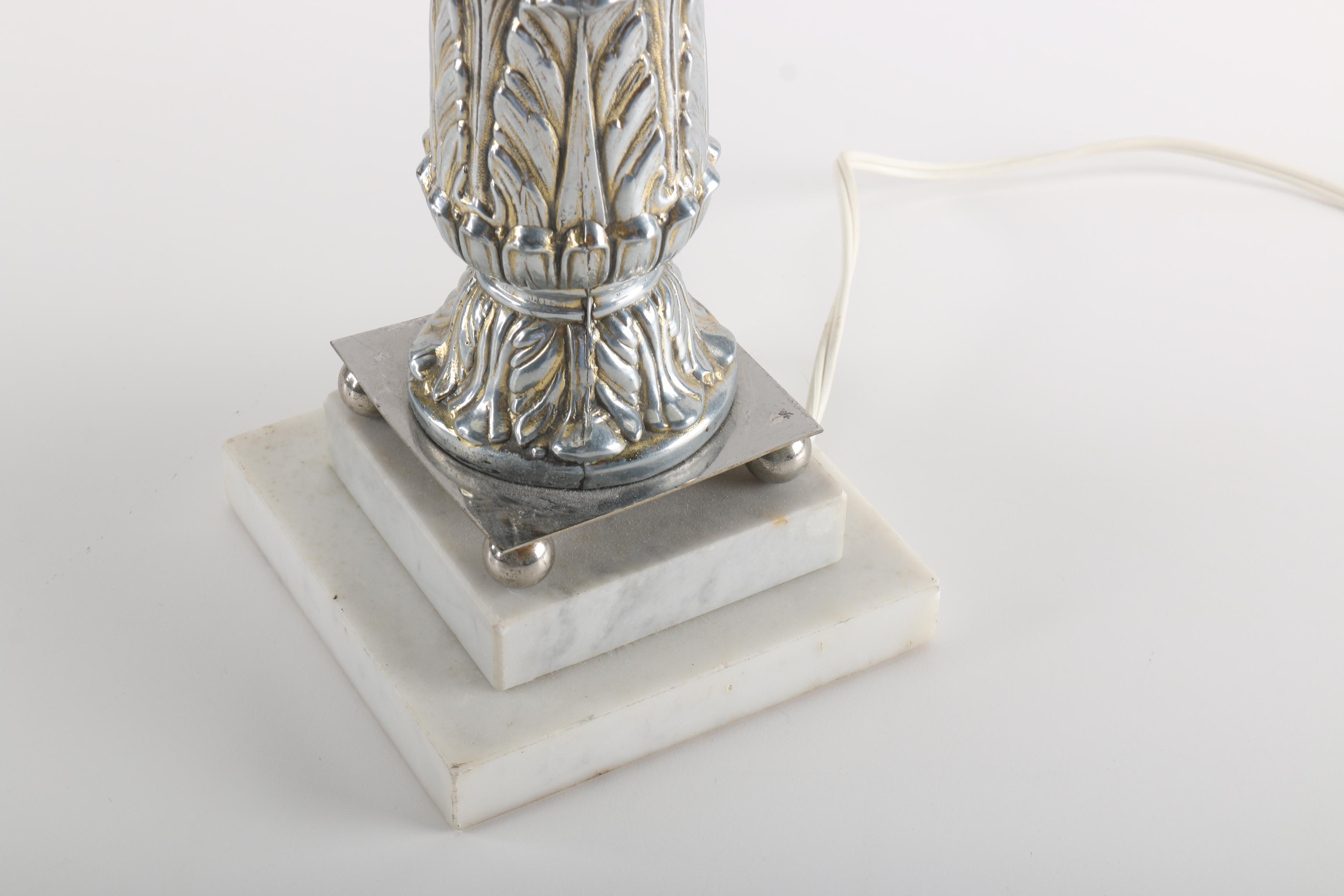 Metal Table Lamp With Marble Base