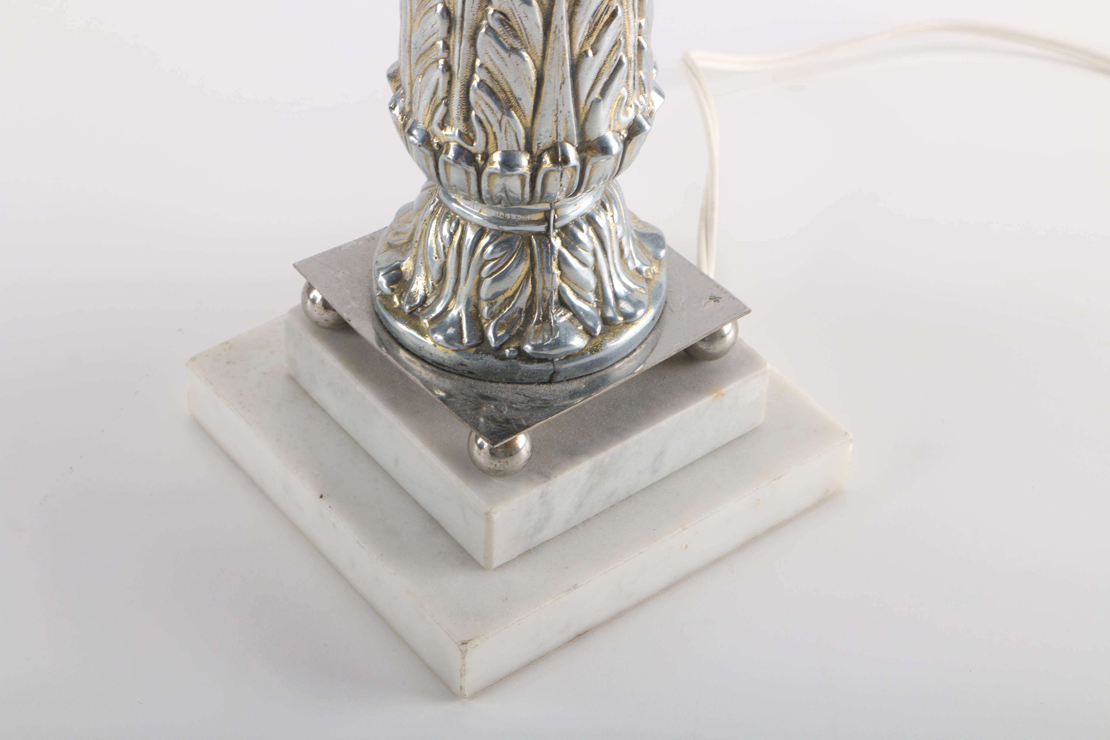 Metal Table Lamp With Marble Base