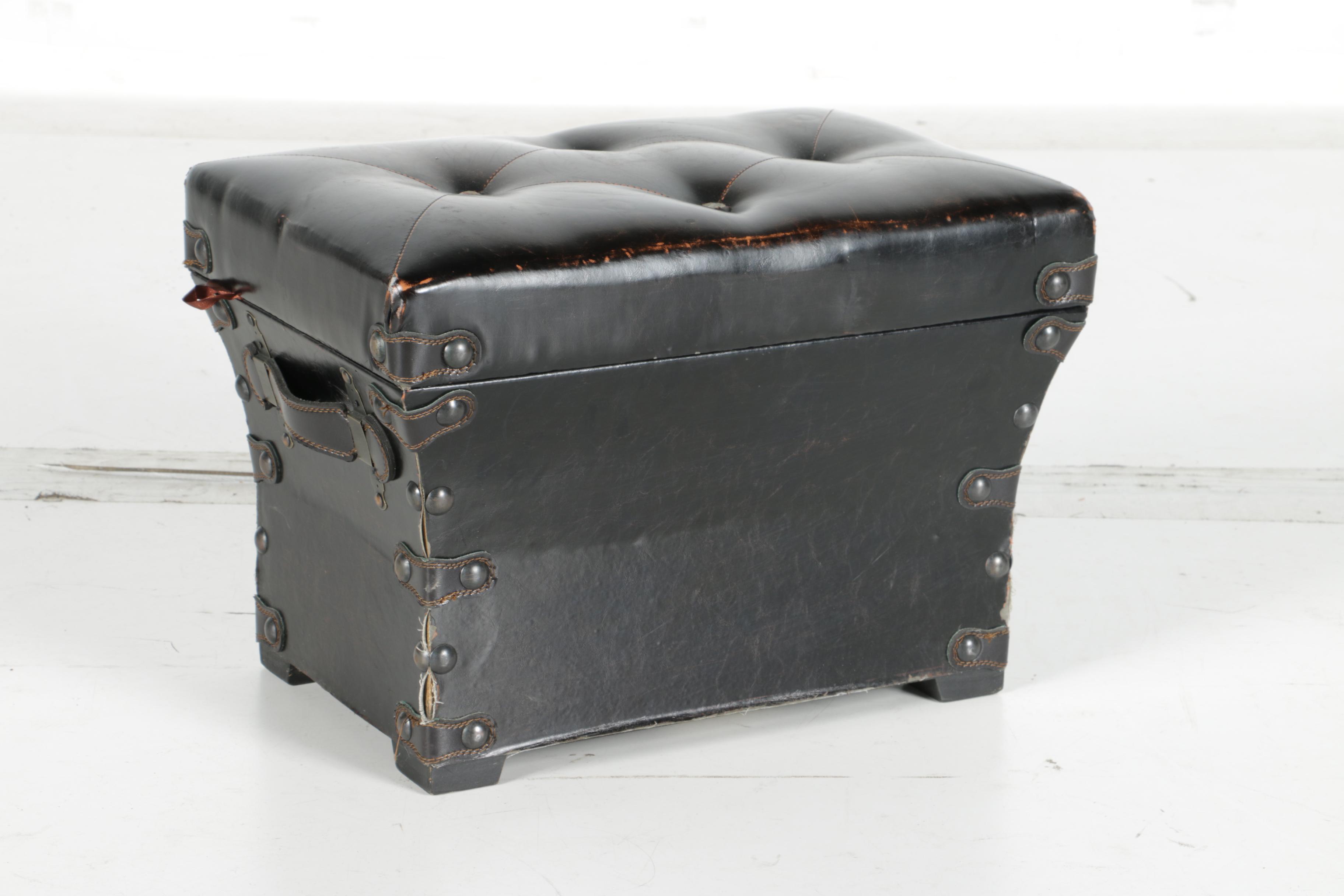Leatherette Footstool Chest