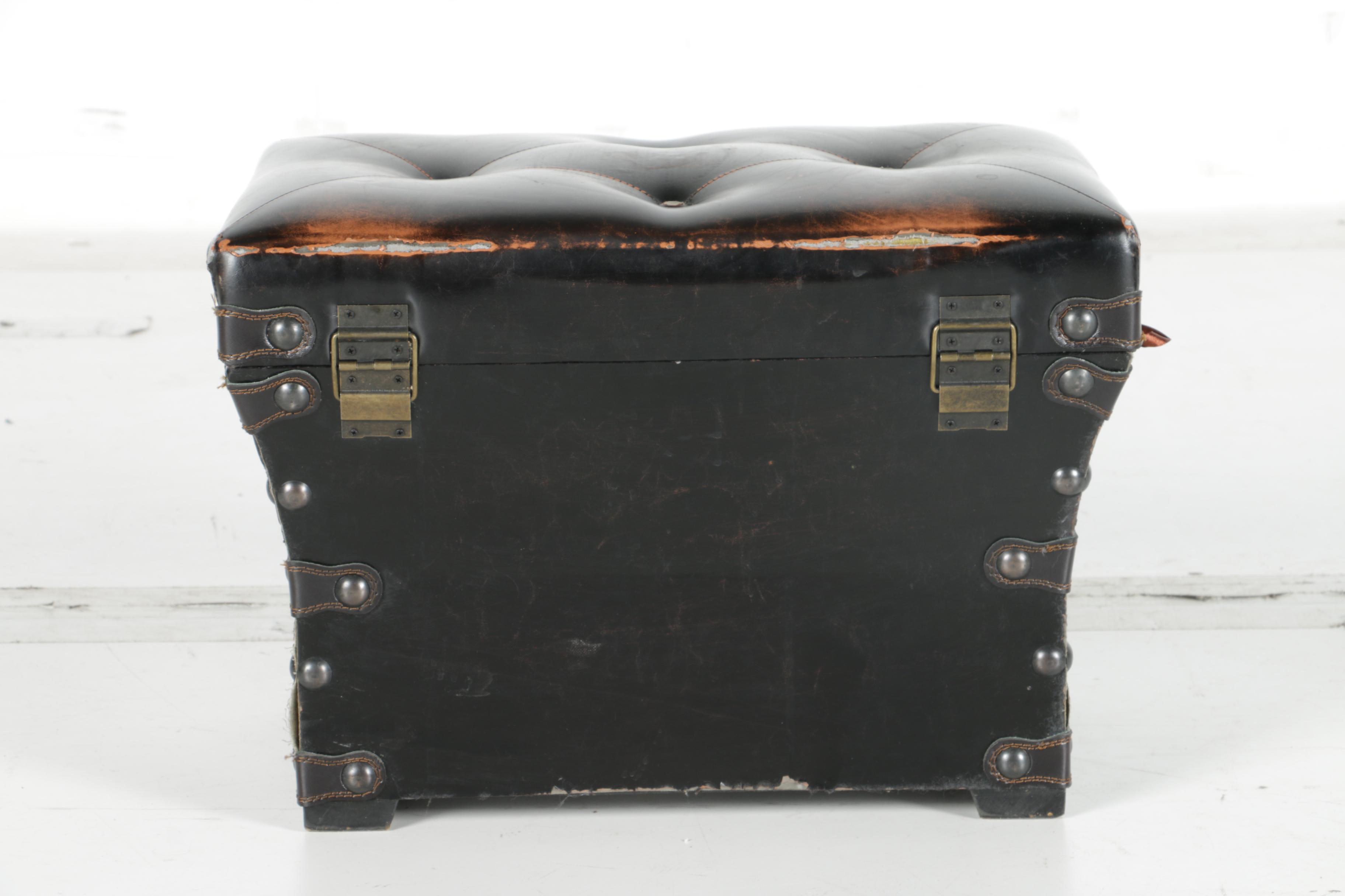 Leatherette Footstool Chest