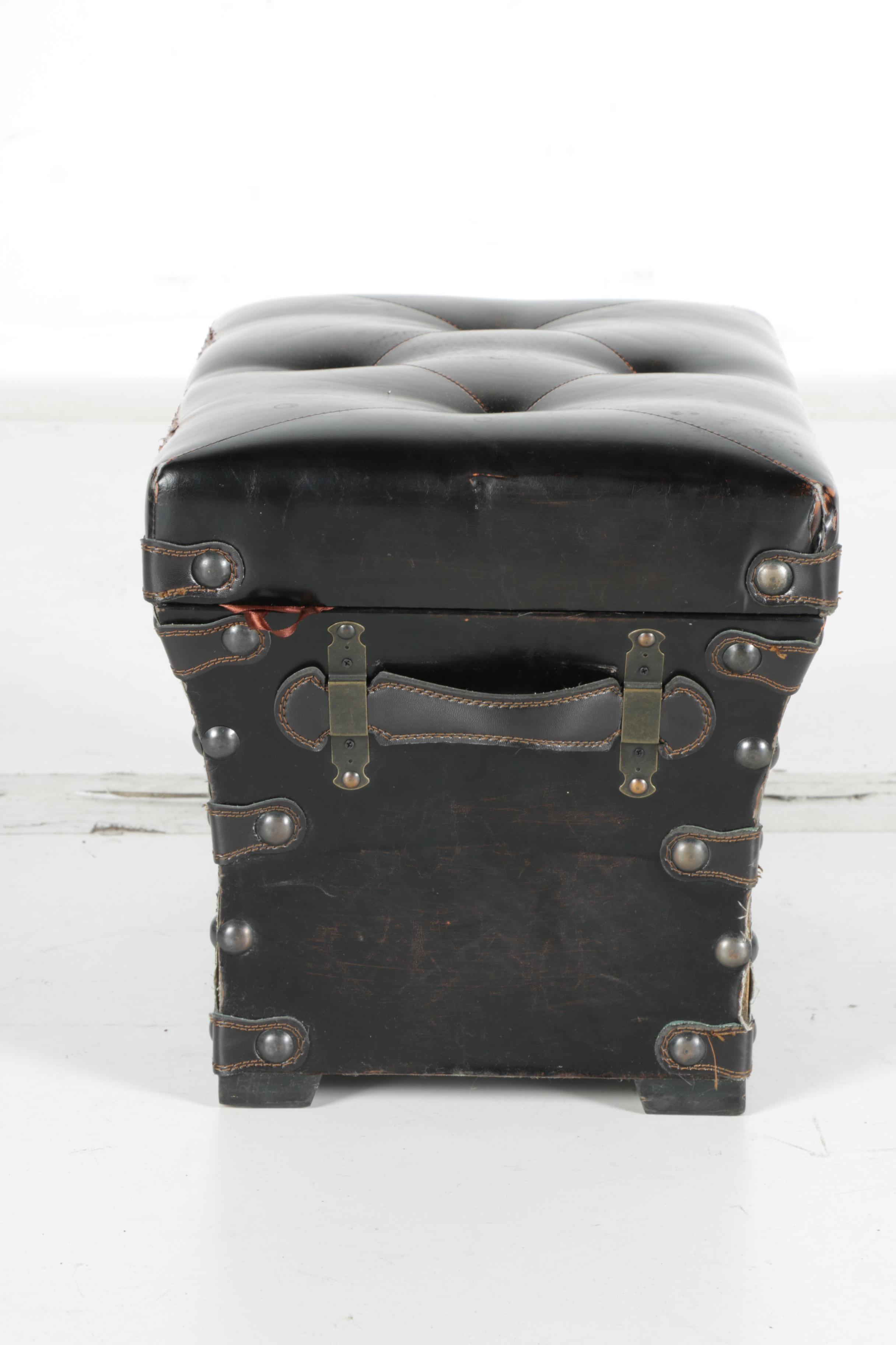 Leatherette Footstool Chest