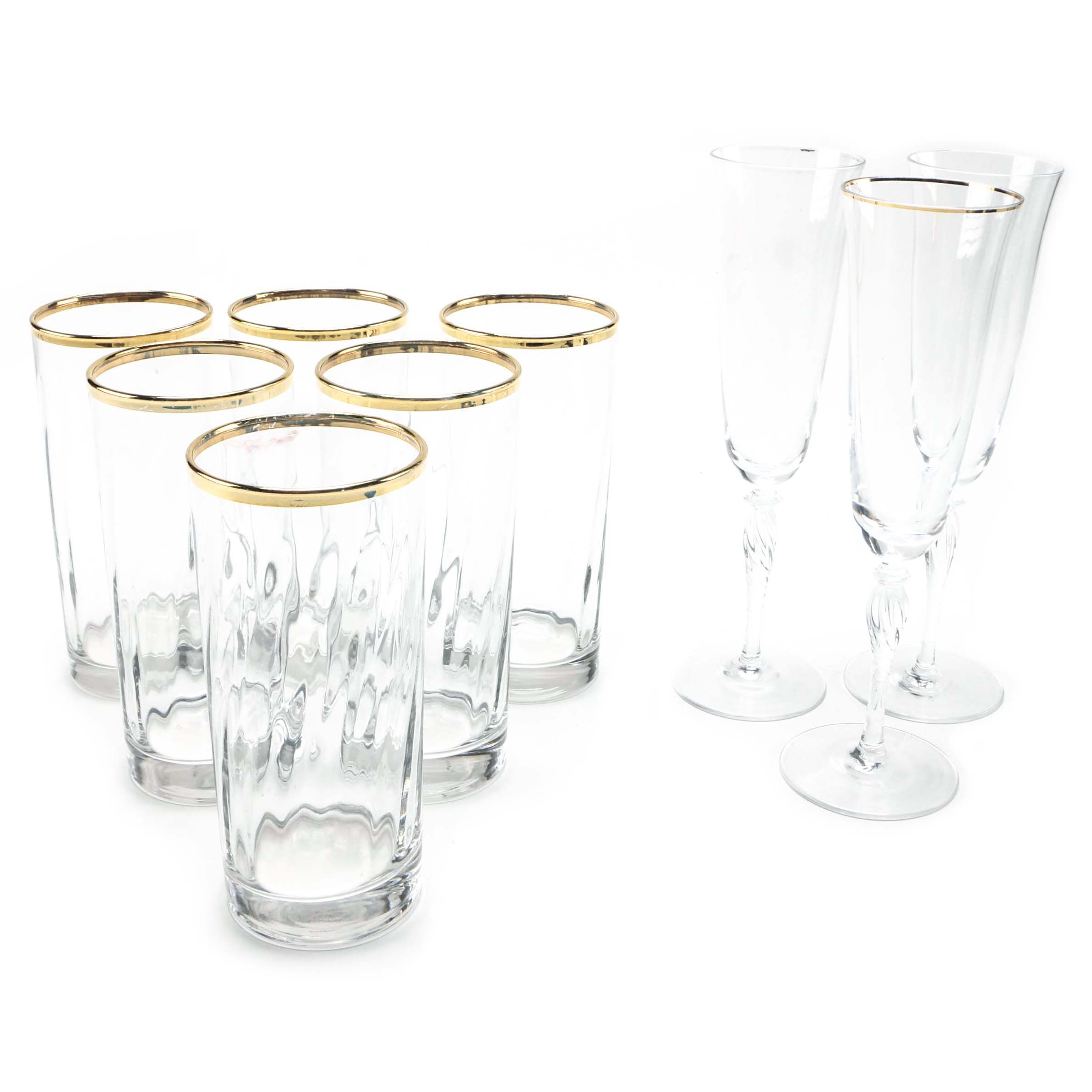 Gilt Trim Glassware