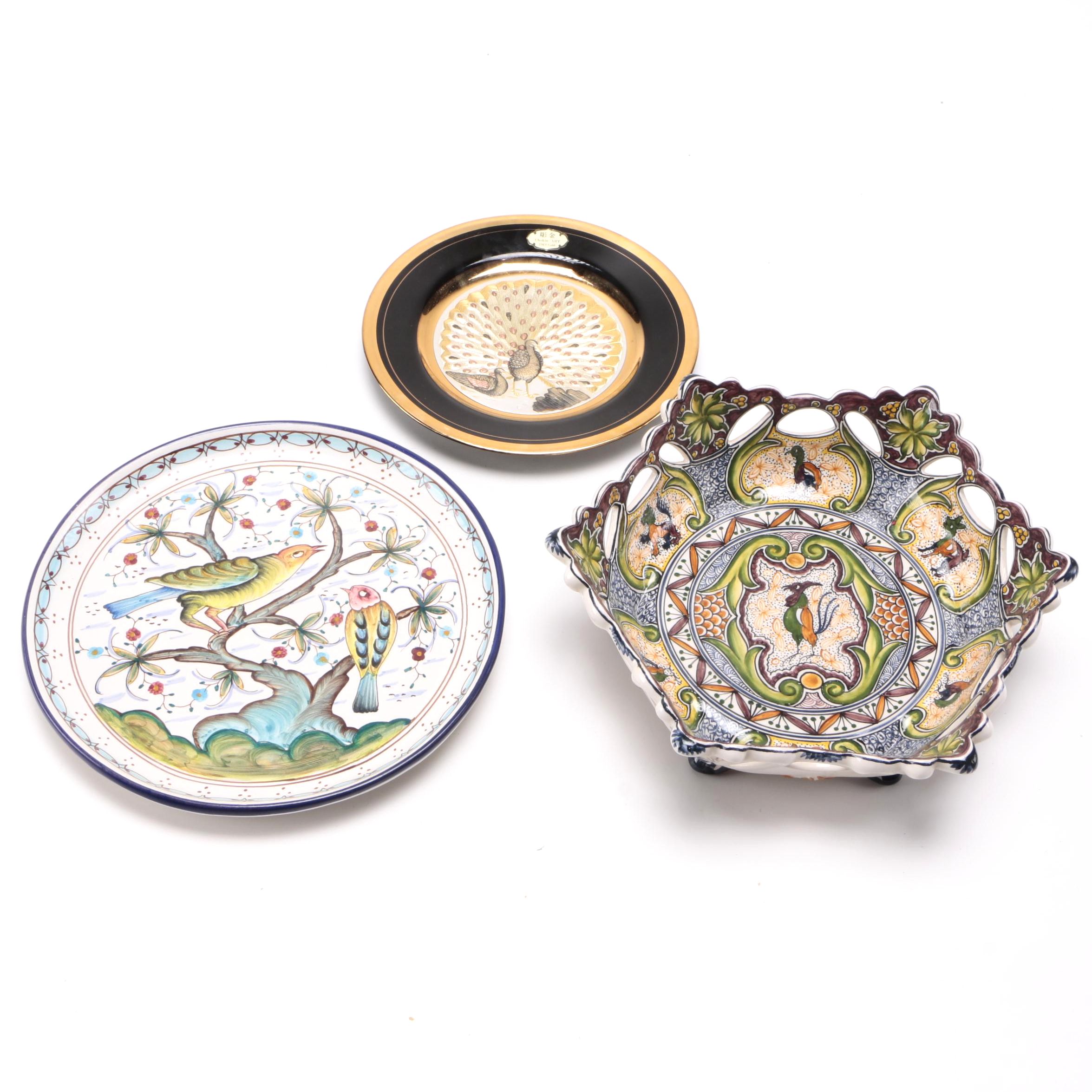 Ceramic Plates and Bowl From Portugal and Japan