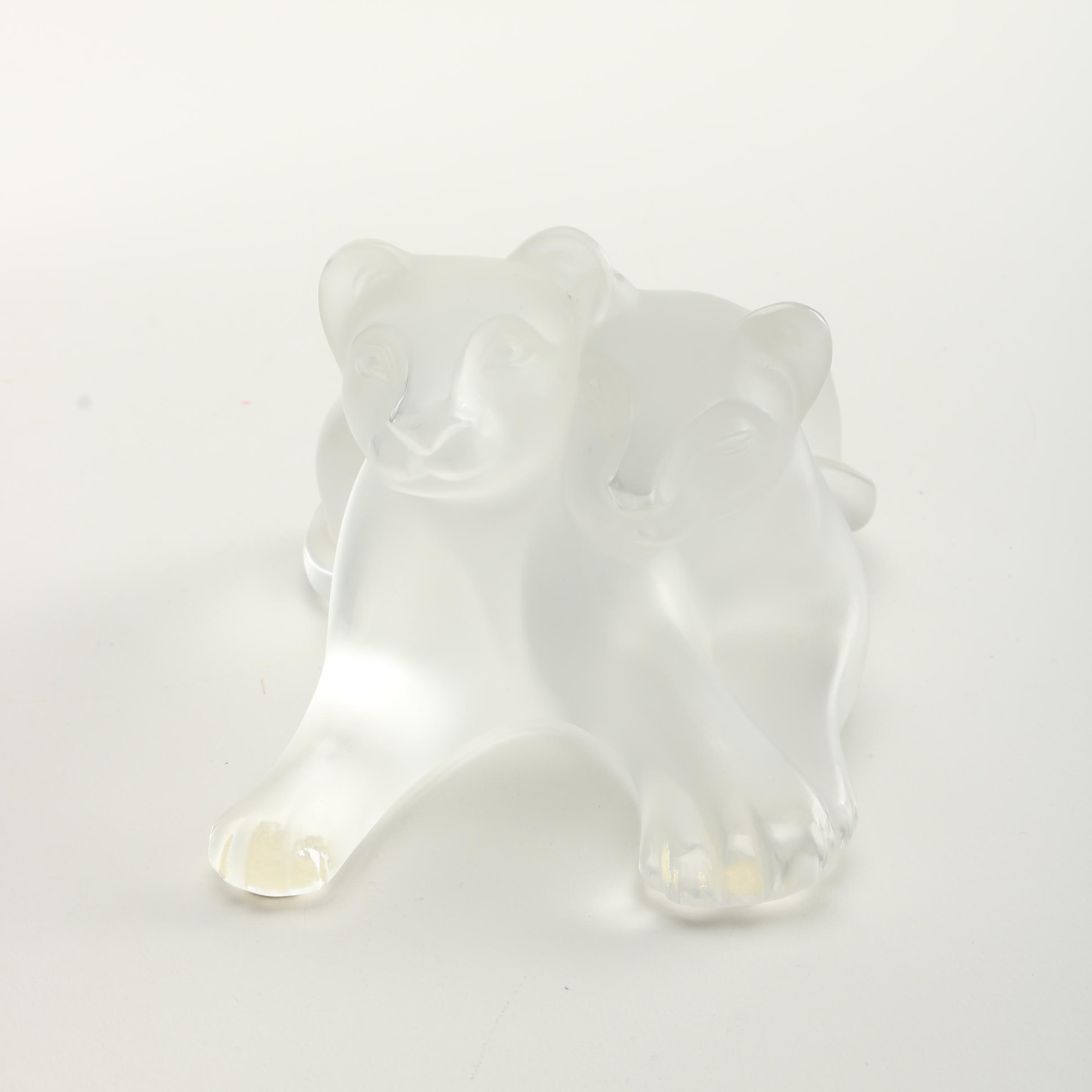 Lalique Crystal "Lion Cubs" Figurine