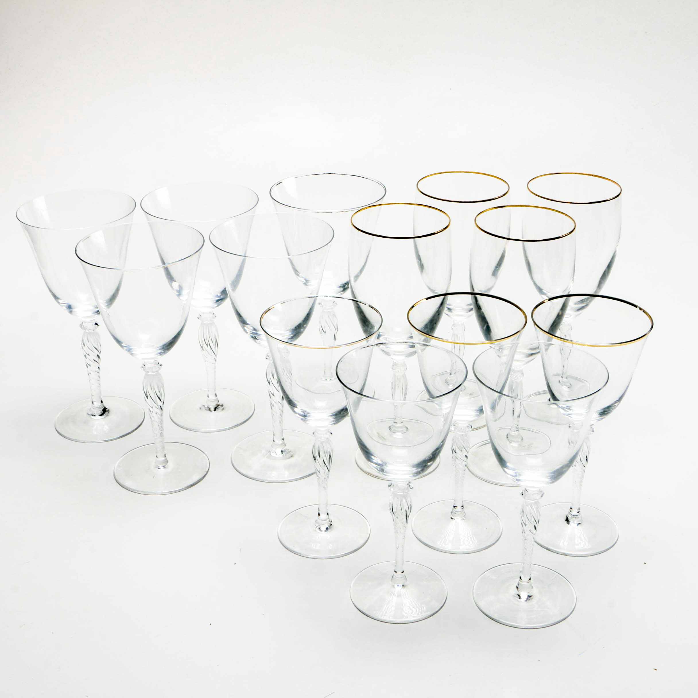 Collection of Gilt Rimmed Wine Glasses