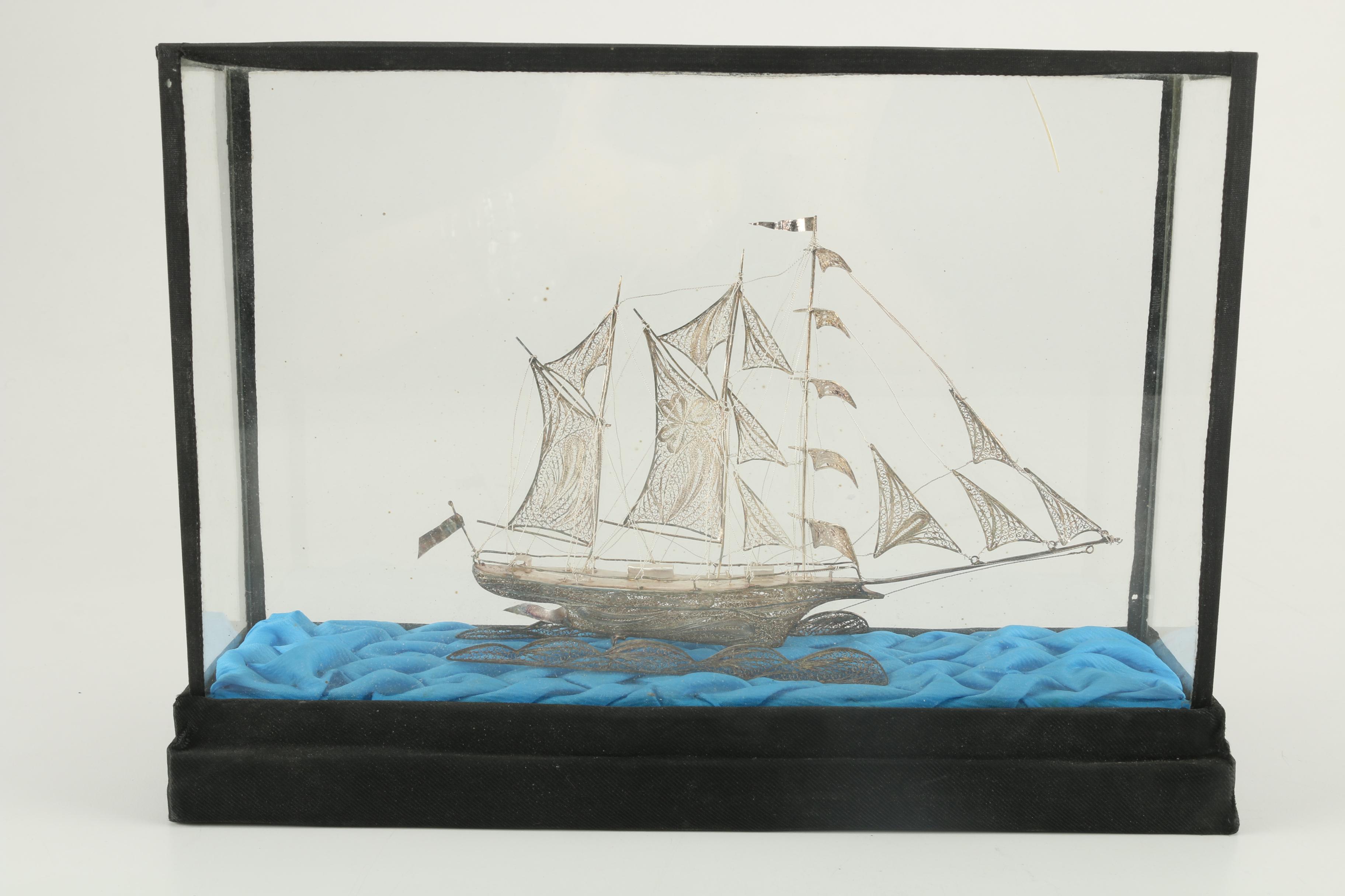 Sterling Silver Filigree Frigate Ship