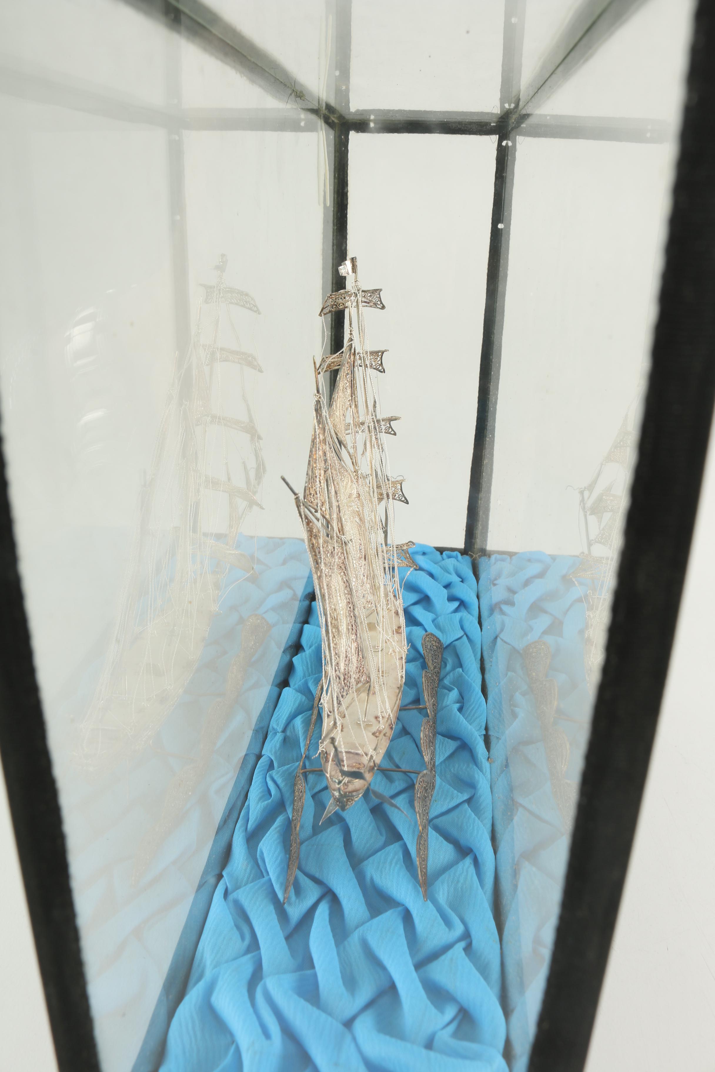 Sterling Silver Filigree Frigate Ship