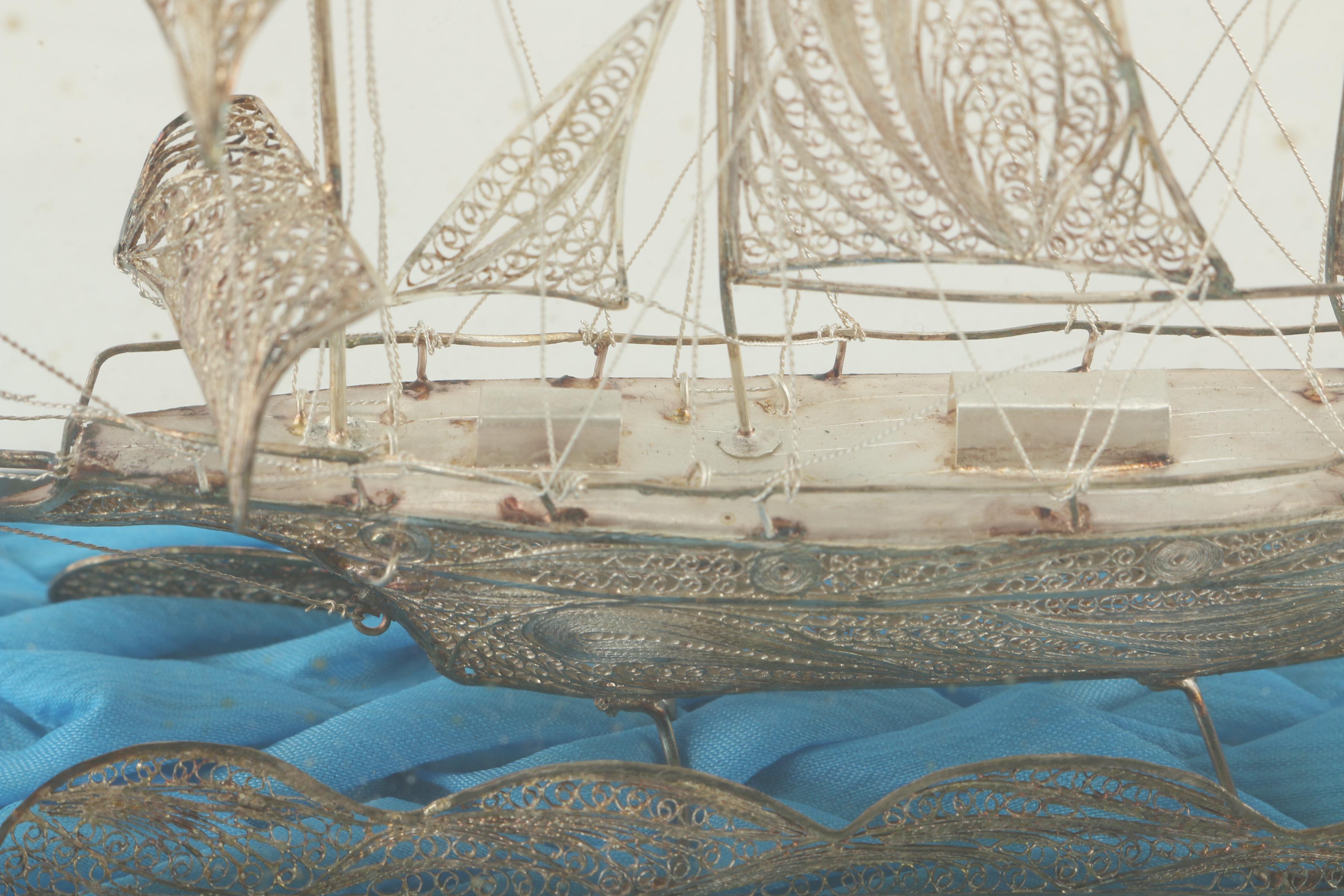 Sterling Silver Filigree Frigate Ship