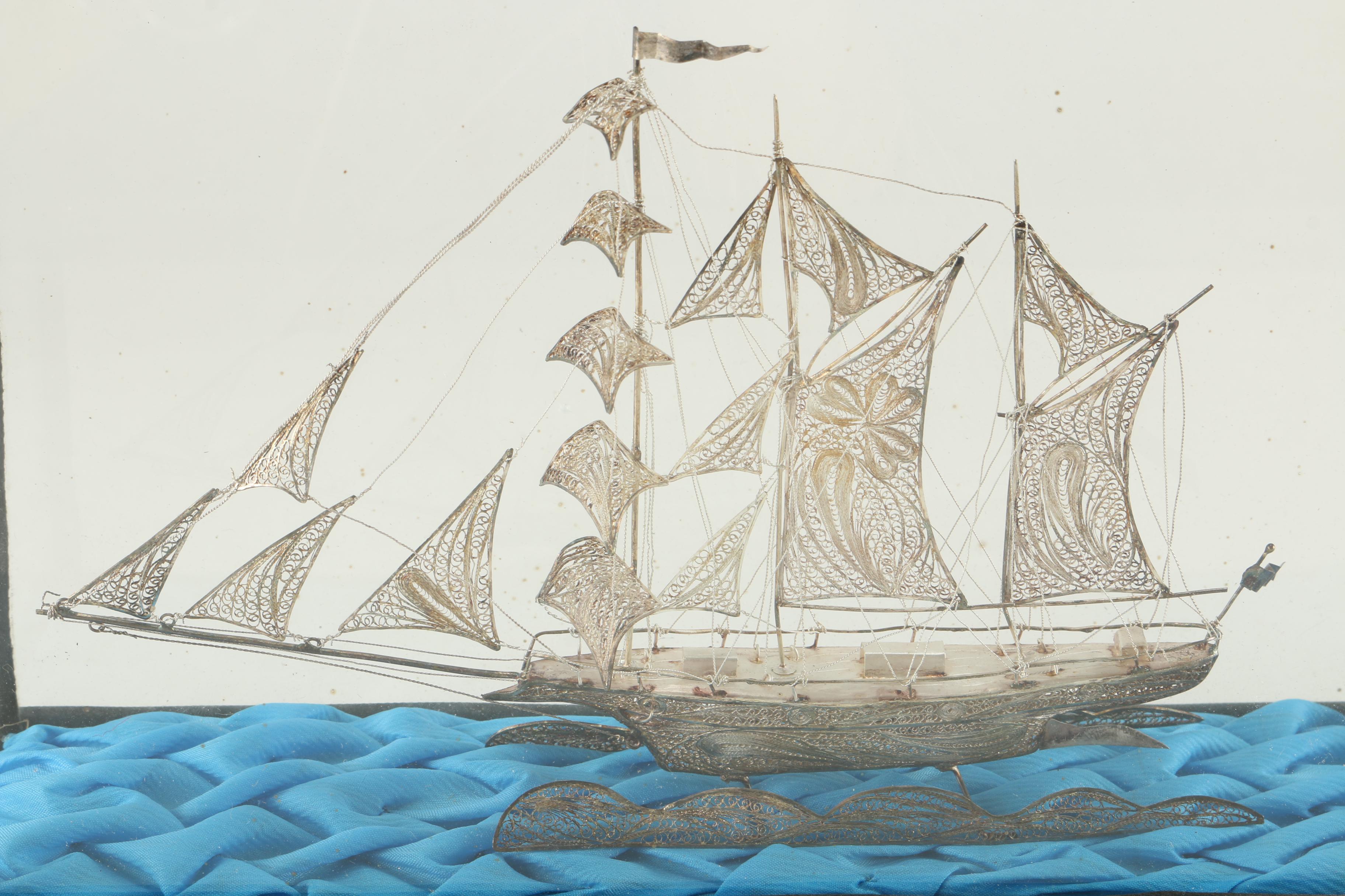 Sterling Silver Filigree Frigate Ship
