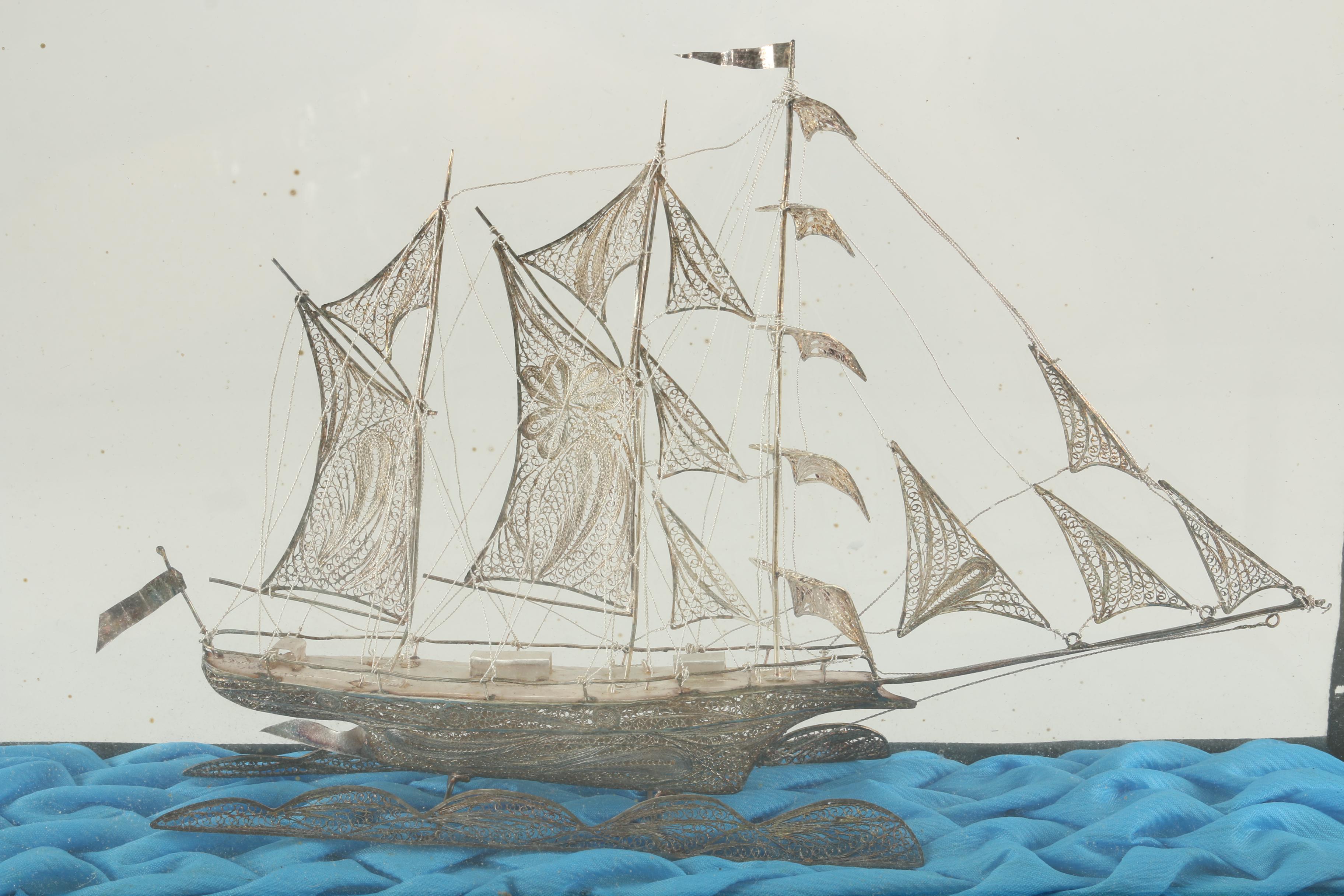 Sterling Silver Filigree Frigate Ship