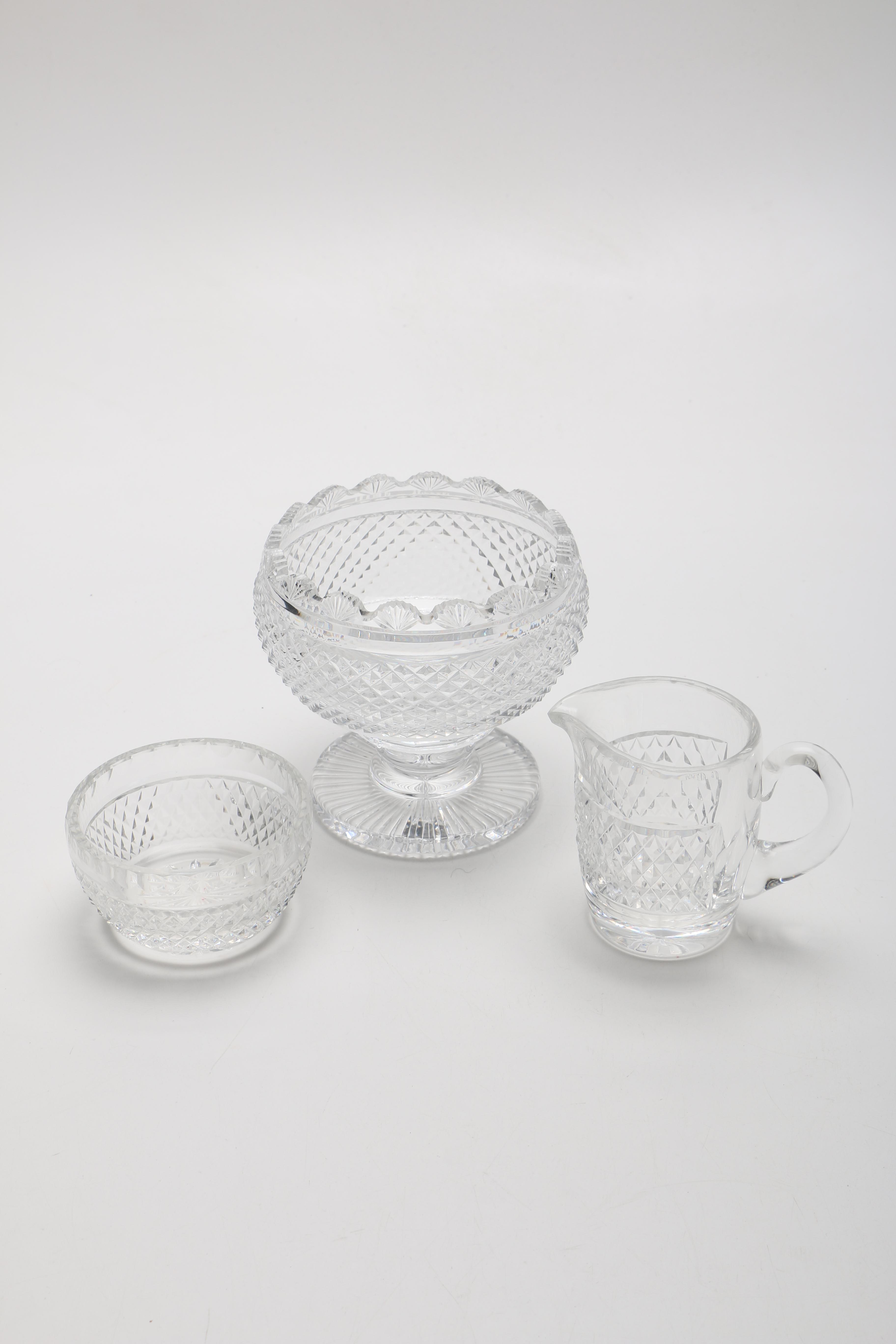 Waterford Crystal Pedestal Bowl and "Colleen" Pitcher and Bowl