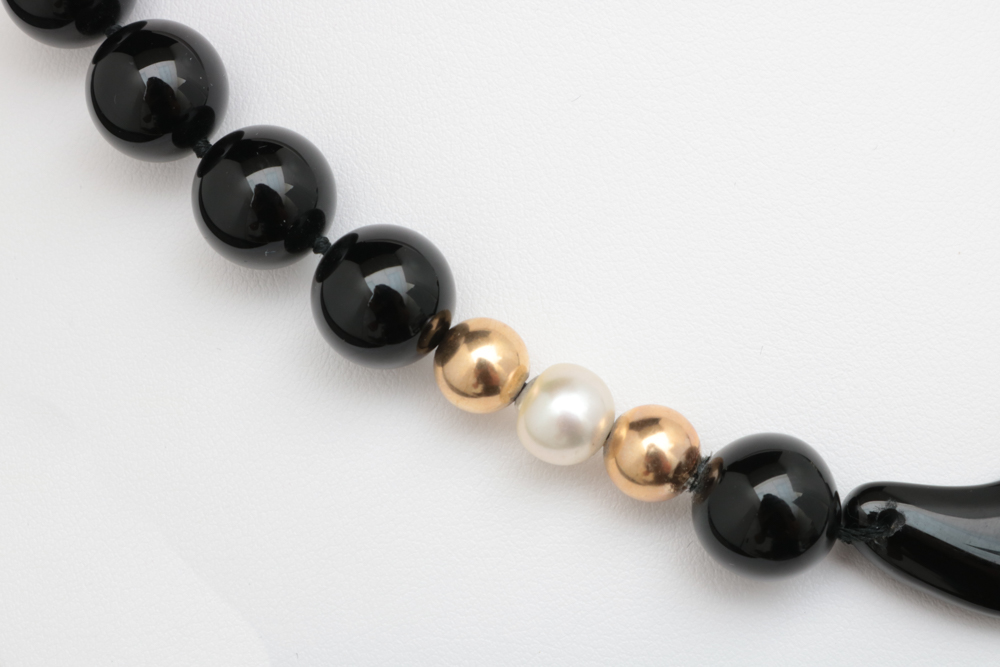 14K Gold, Chalcedony and  Akoya Pearl Necklace