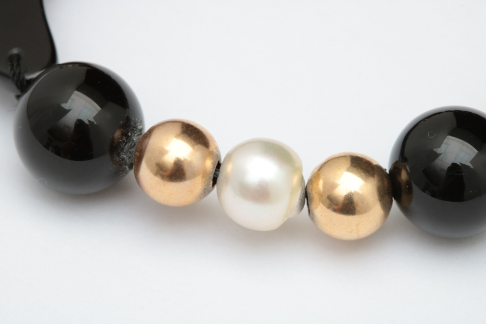 14K Gold, Chalcedony and  Akoya Pearl Necklace