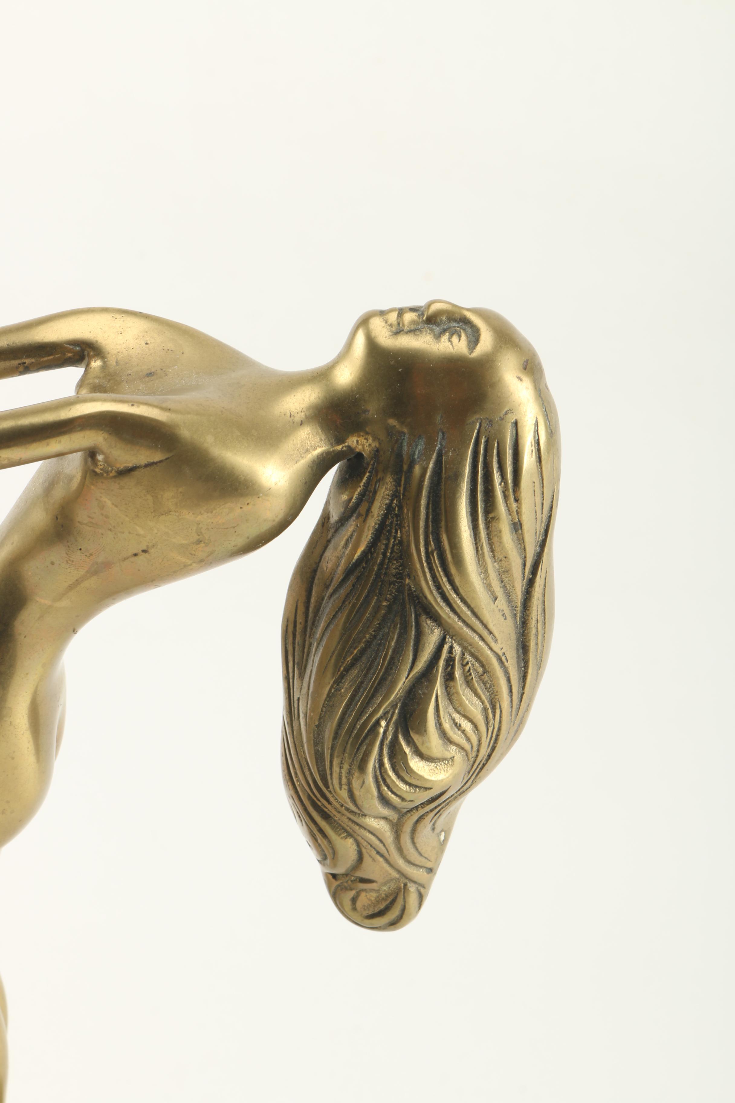 Art Deco Style Brass Statue of Women