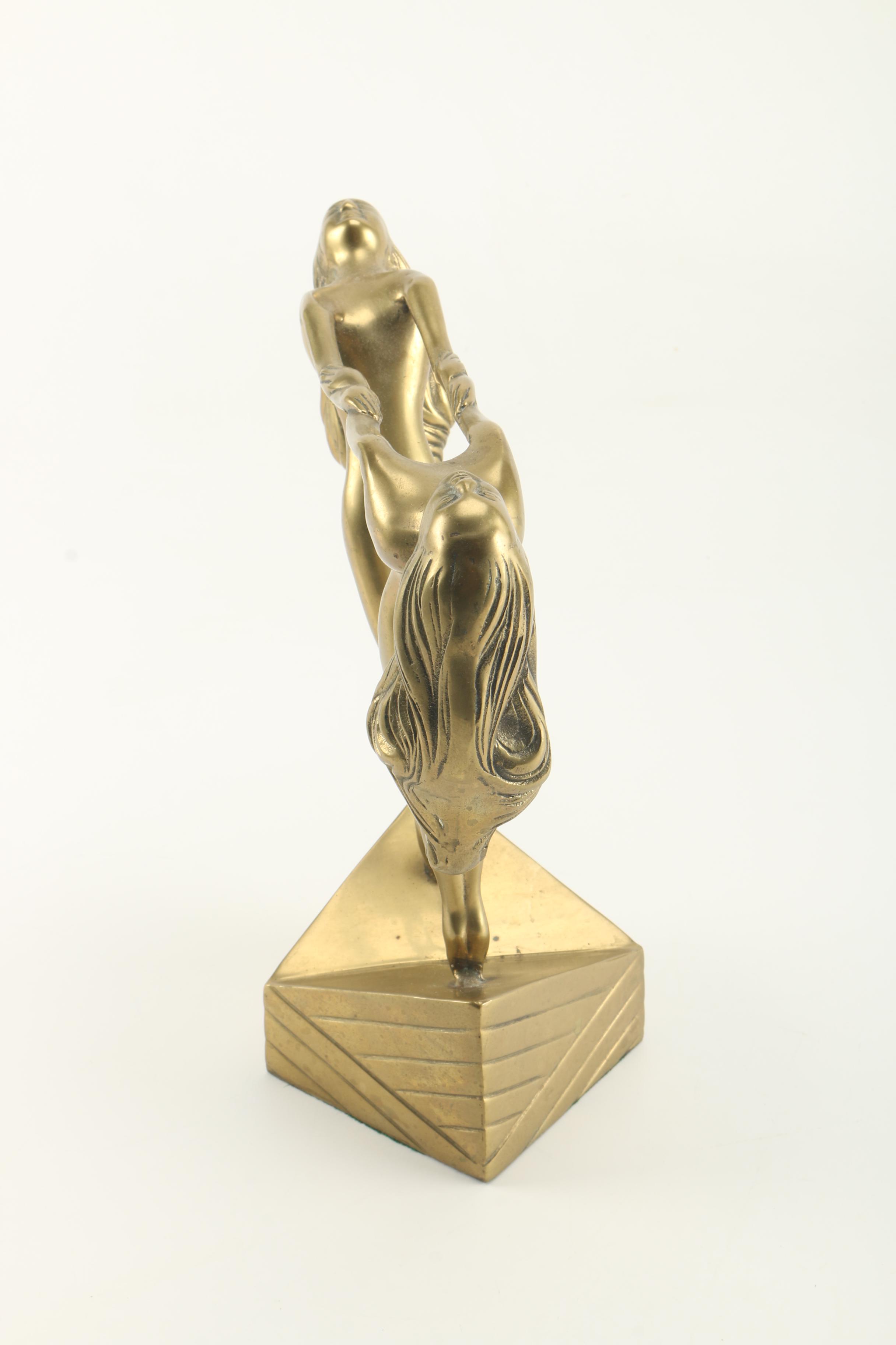 Art Deco Style Brass Statue of Women