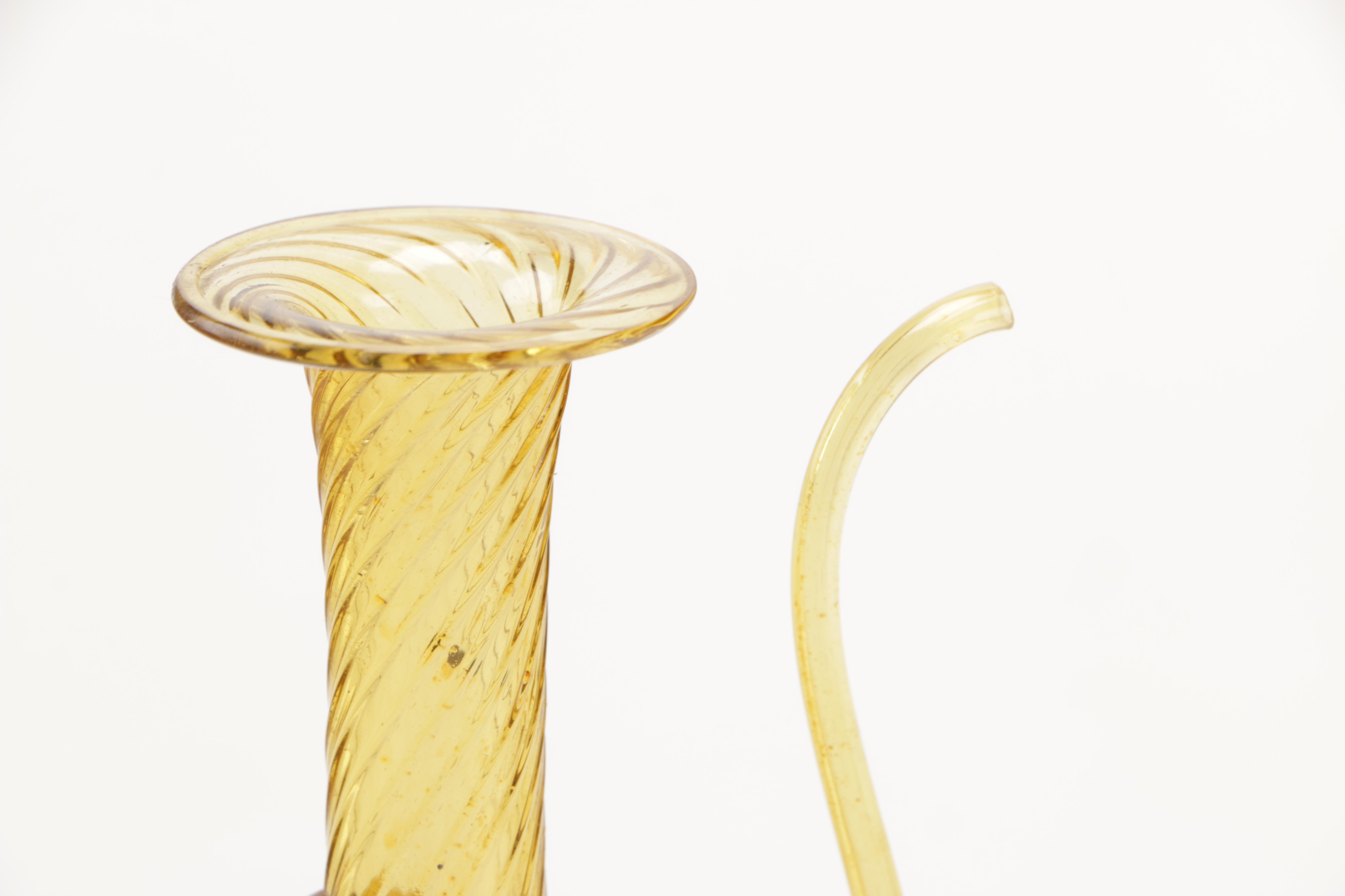 Indo-Persian Style Amber Glasses and Pitcher Set With Gold Tone Platter