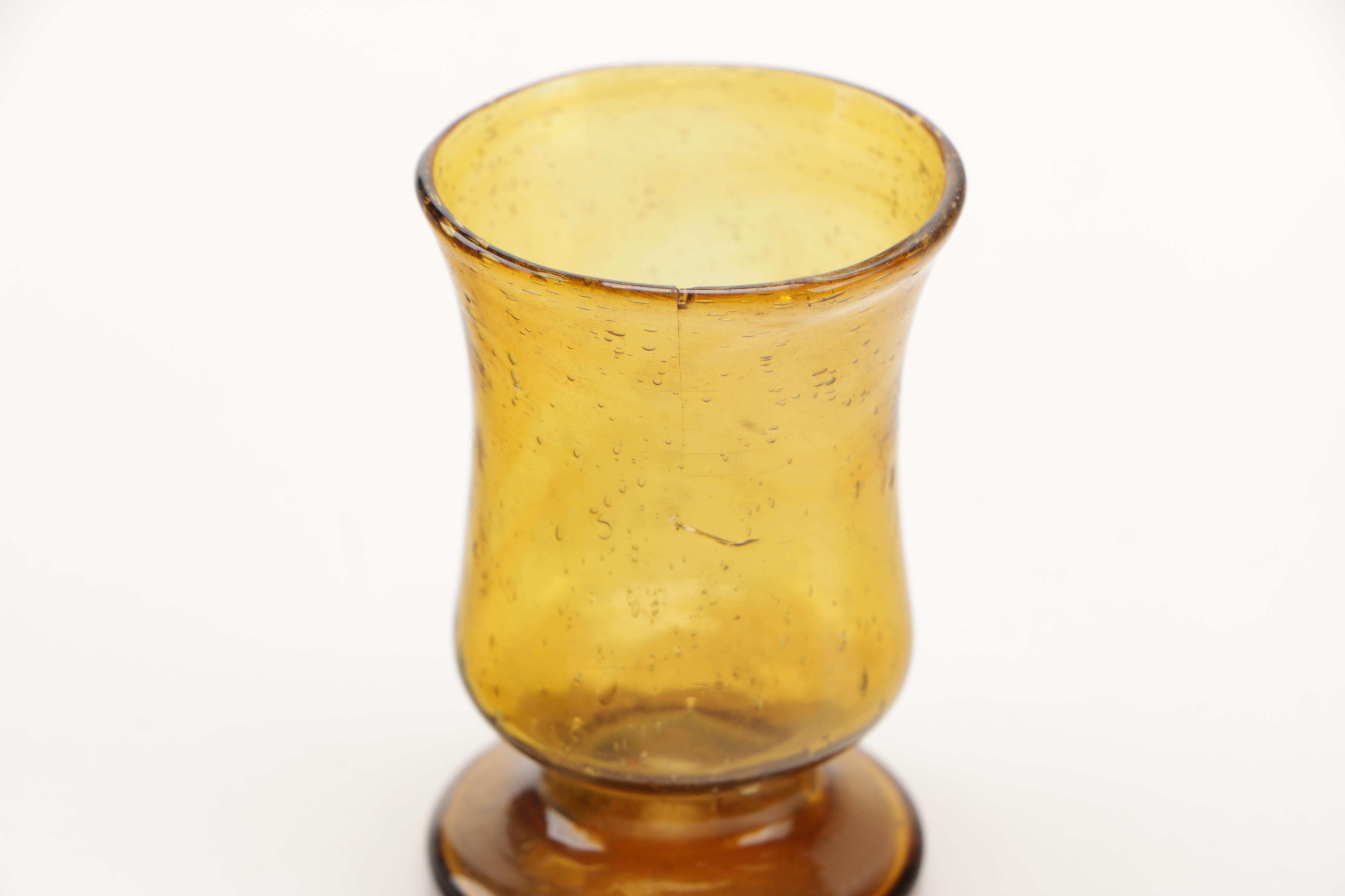 Indo-Persian Style Amber Glasses and Pitcher Set With Gold Tone Platter