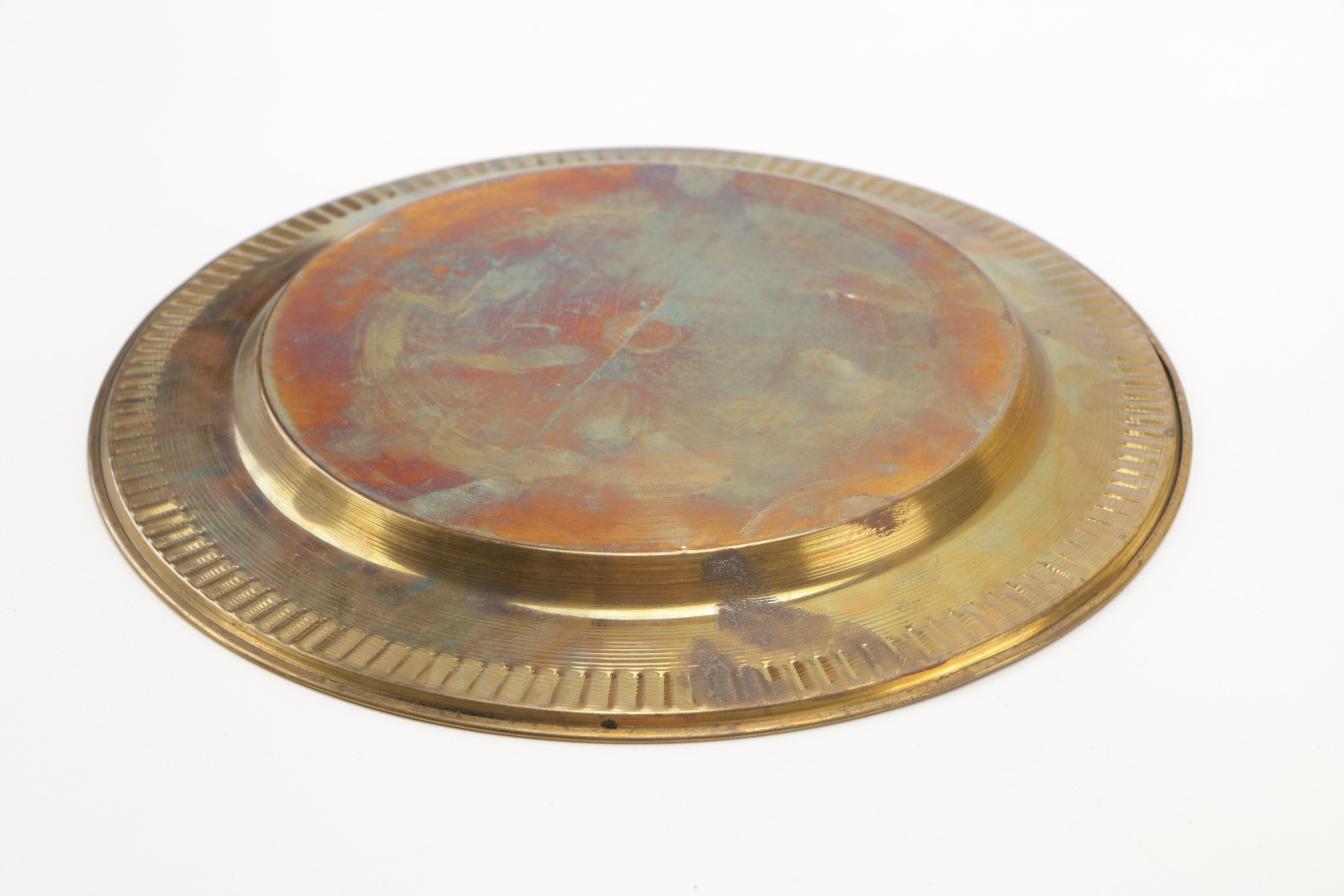 Indo-Persian Style Amber Glasses and Pitcher Set With Gold Tone Platter