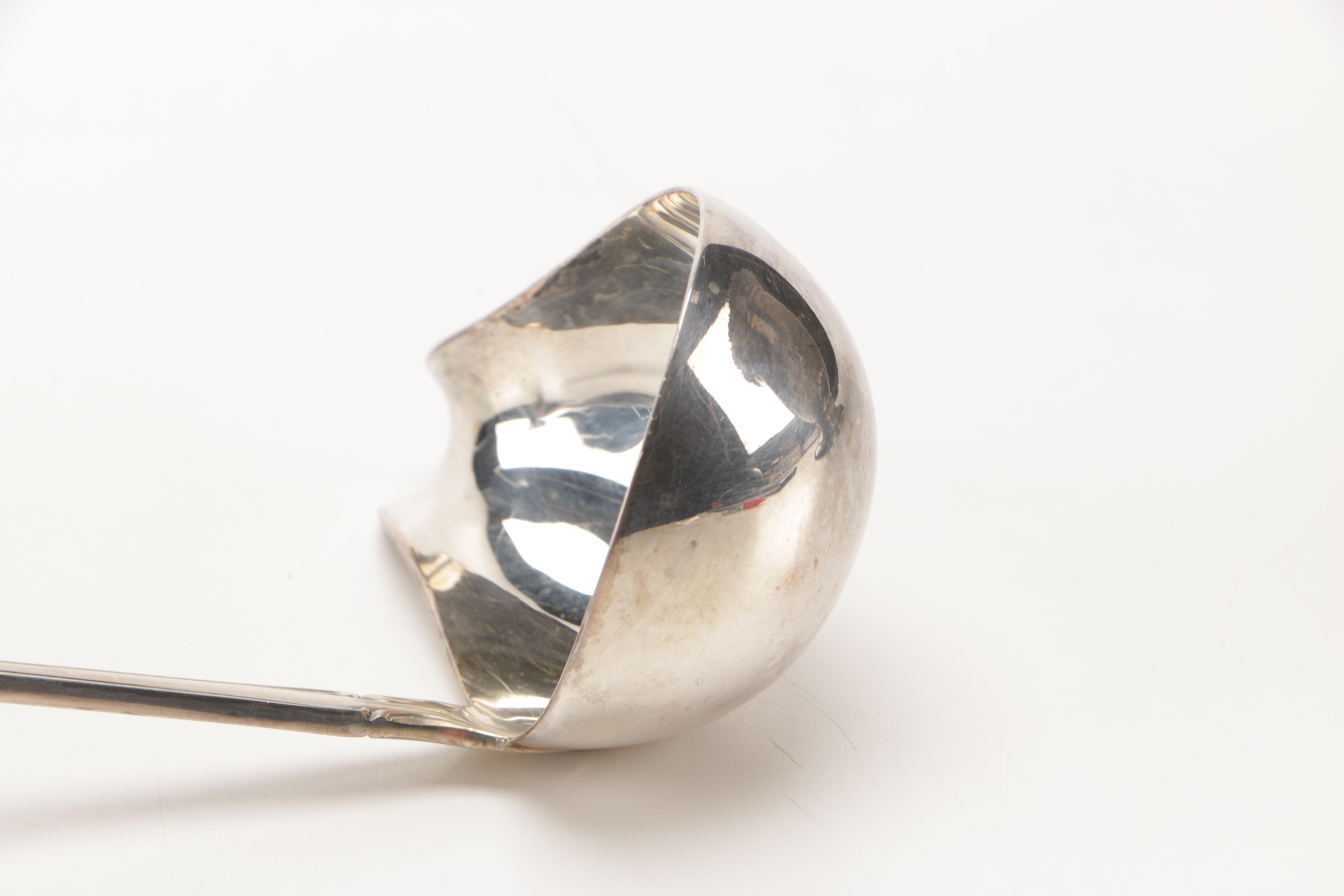 Silver-Plated Ladle and Punch Bowl with Glass Insert