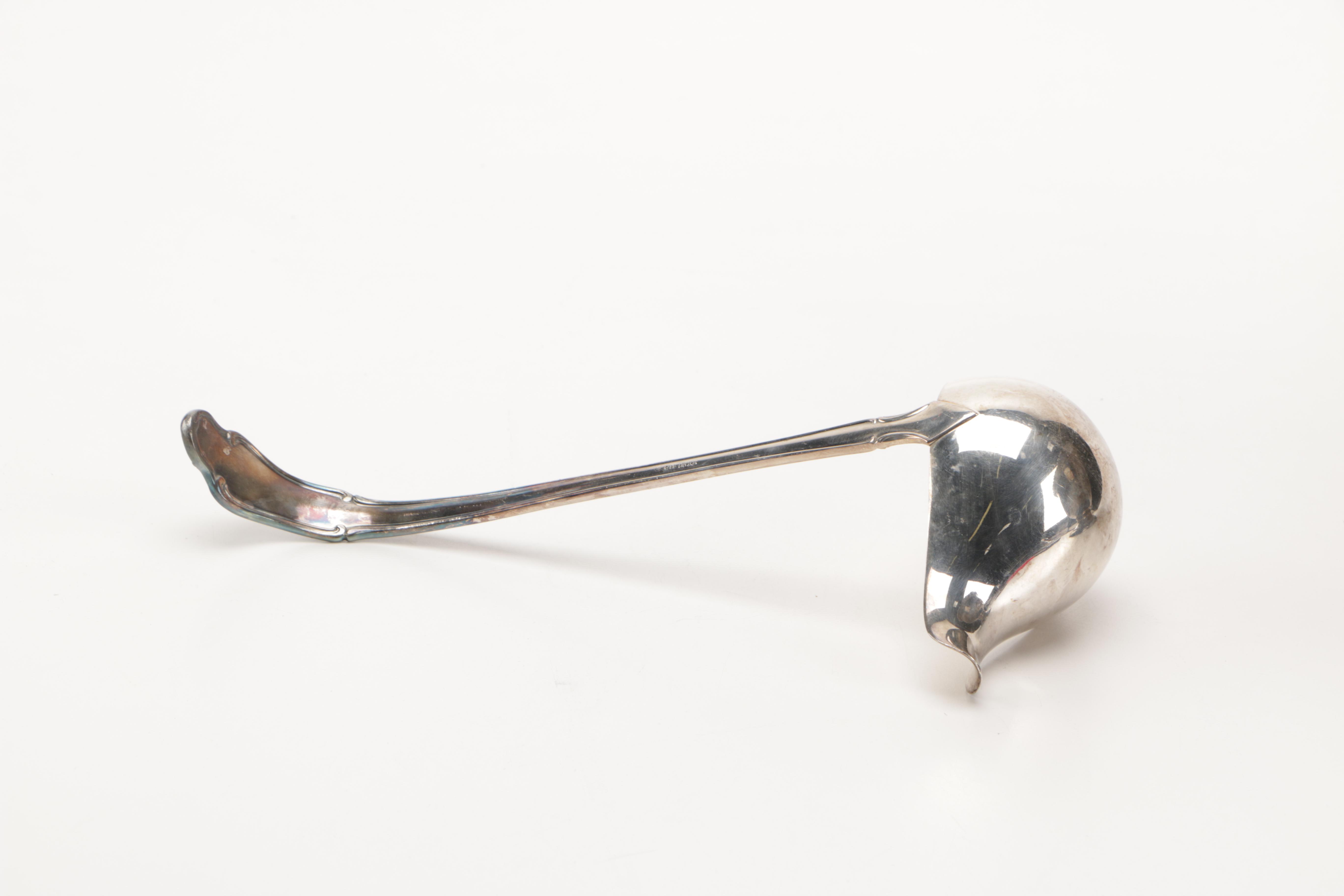 Silver-Plated Ladle and Punch Bowl with Glass Insert