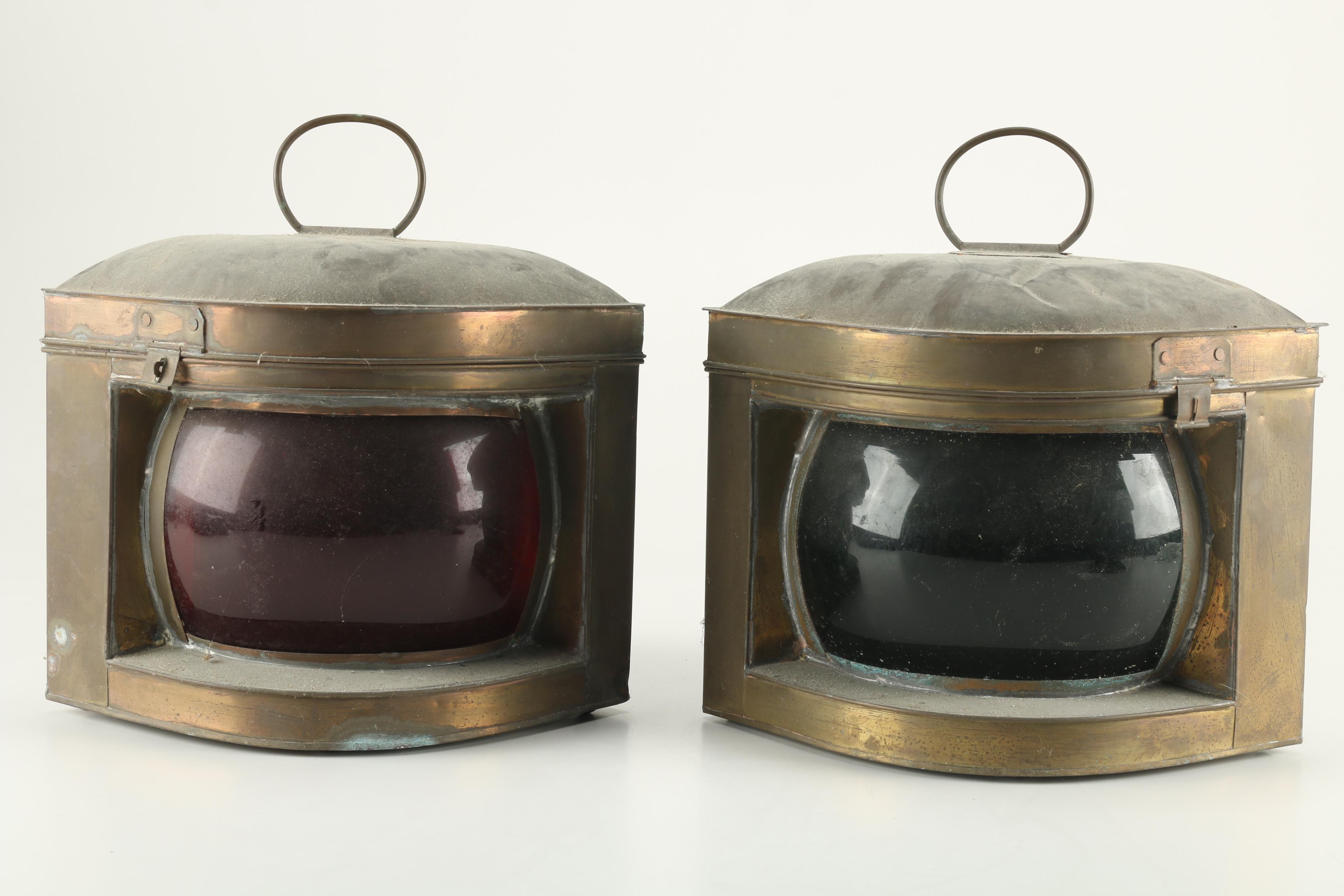 Pair of Hanging Metal Ship's Lanterns