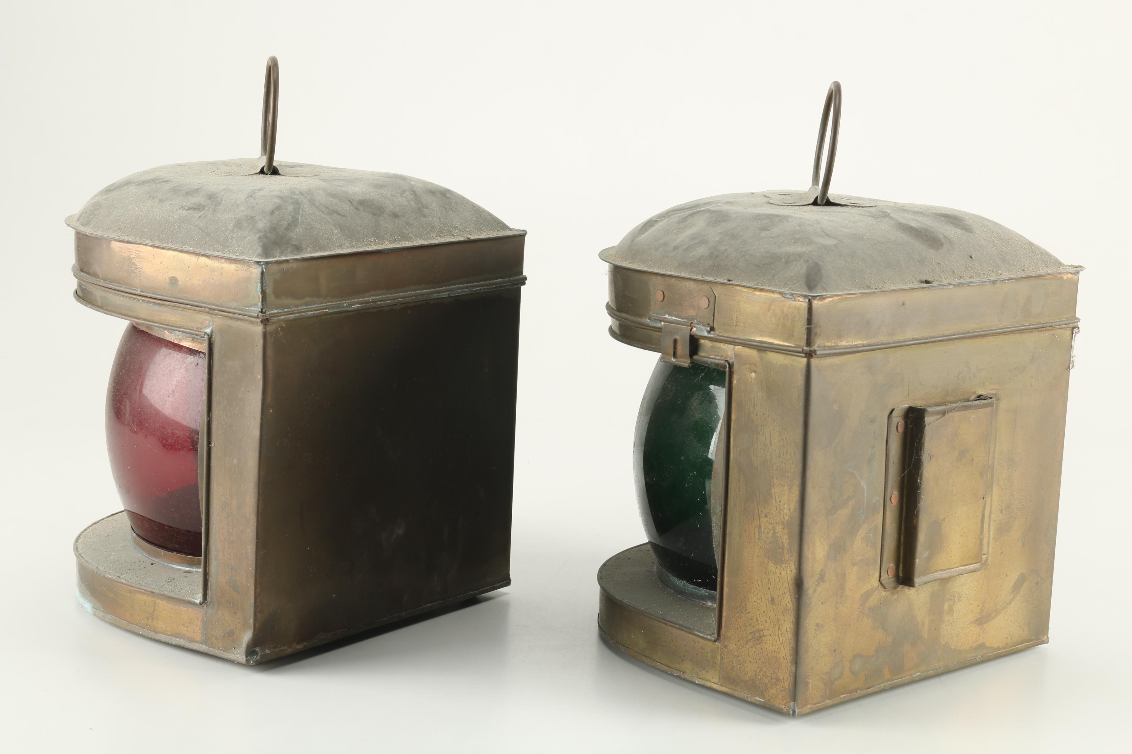 Pair of Hanging Metal Ship's Lanterns