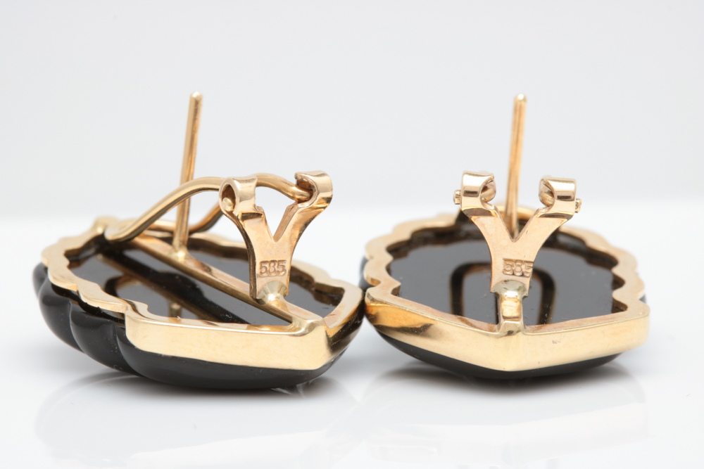 14K Gold and Chalcedony Earrings