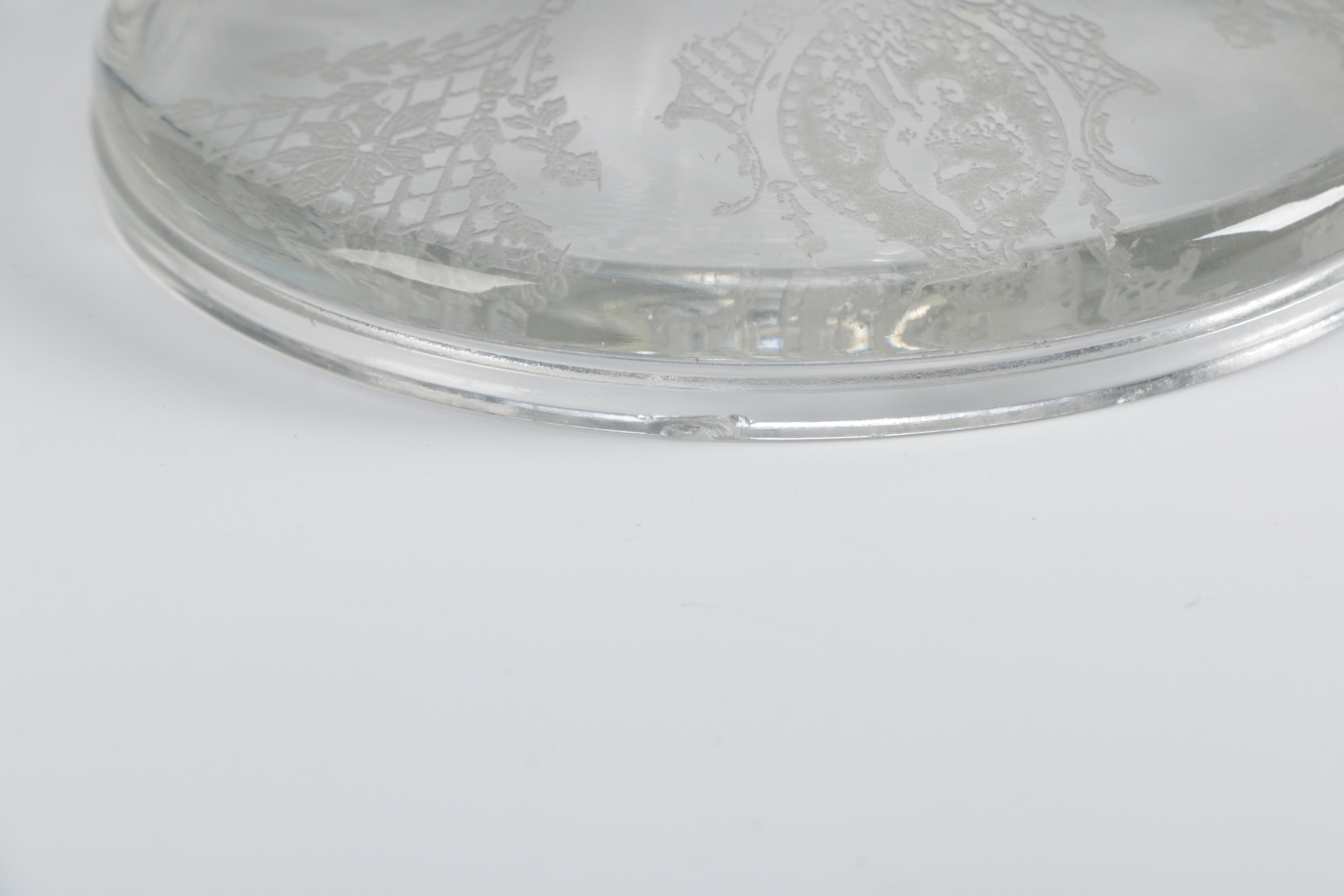 Antique Etched Glass Candlesticks with Angel Motifs