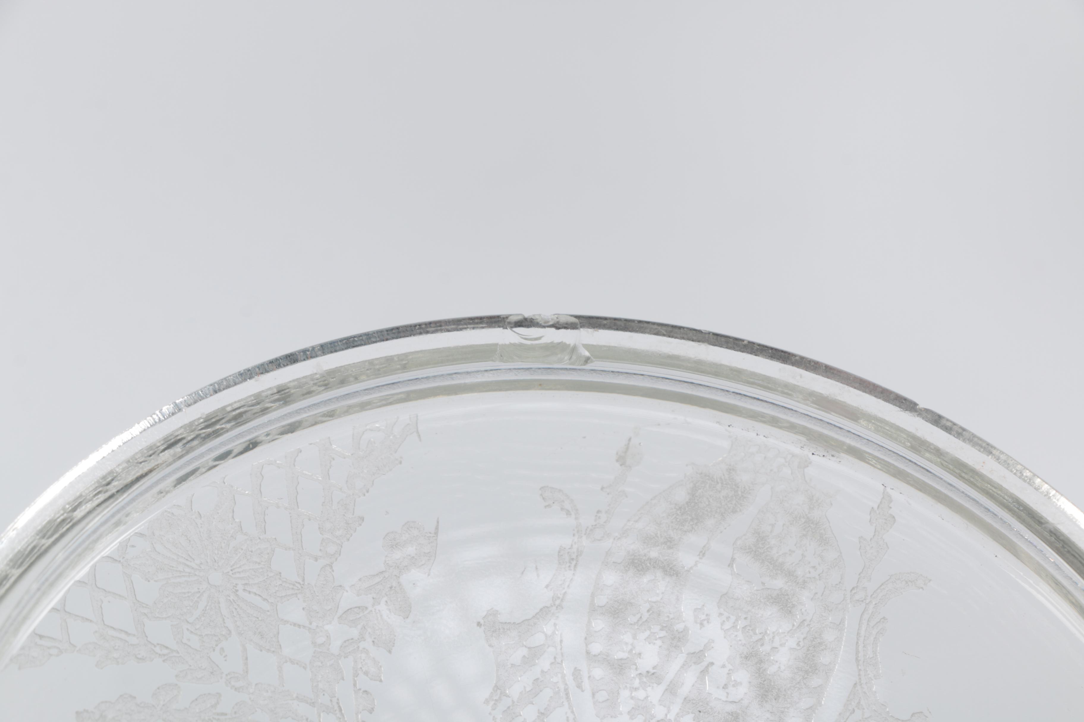 Antique Etched Glass Candlesticks with Angel Motifs