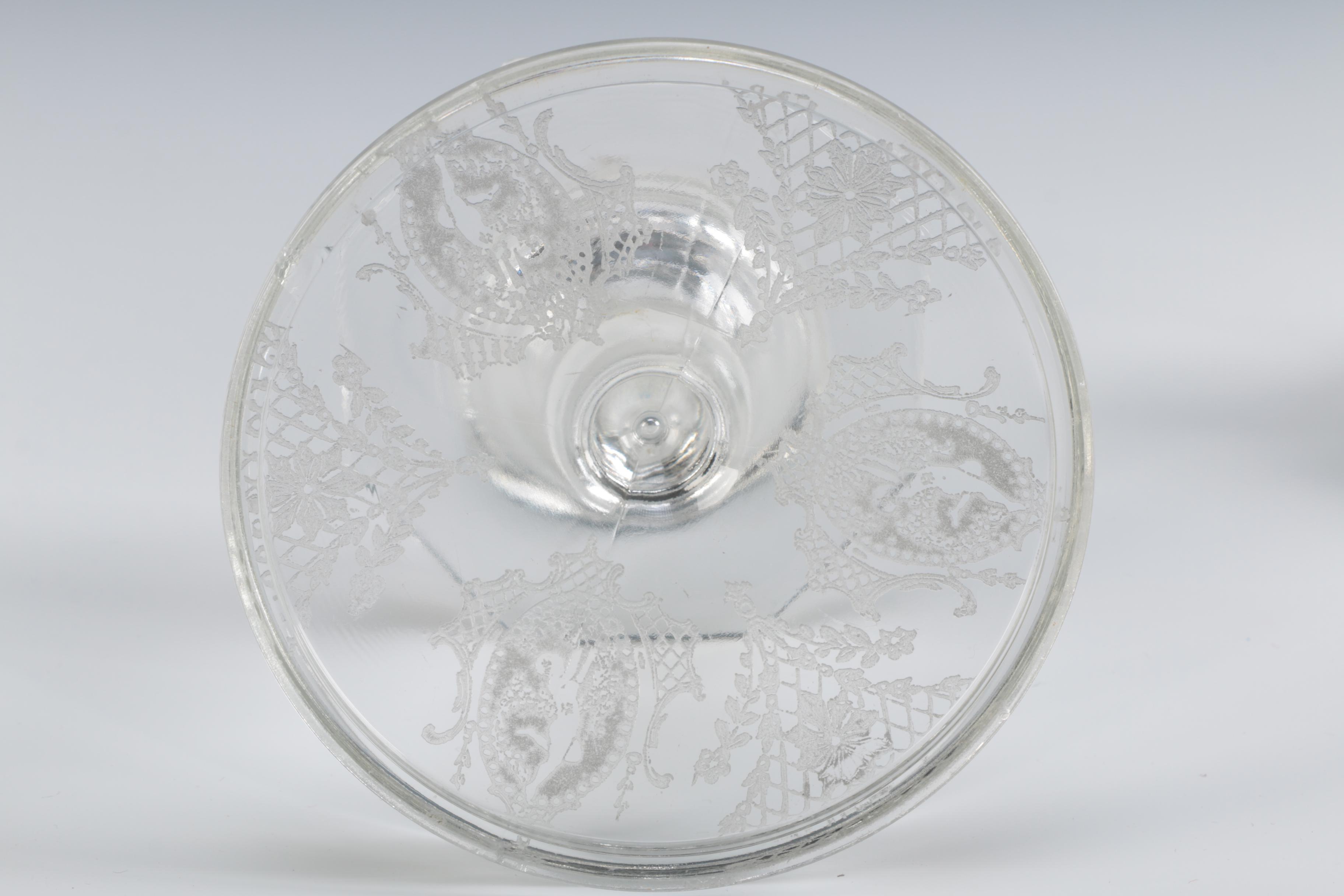 Antique Etched Glass Candlesticks with Angel Motifs