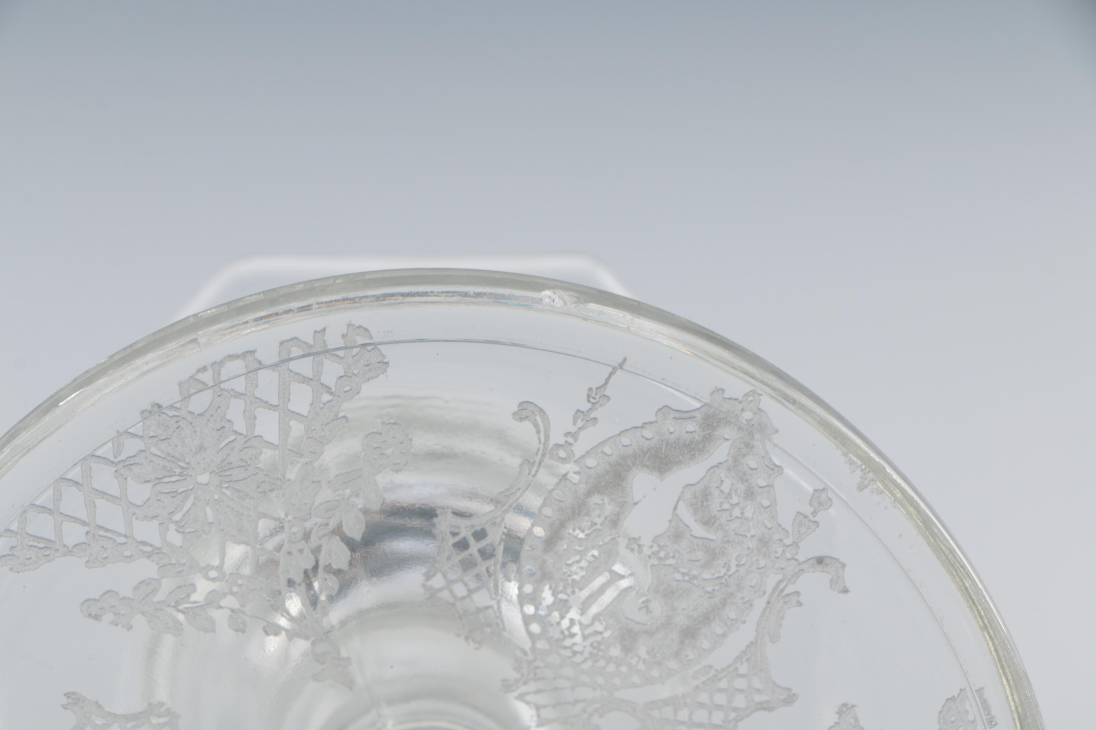 Antique Etched Glass Candlesticks with Angel Motifs