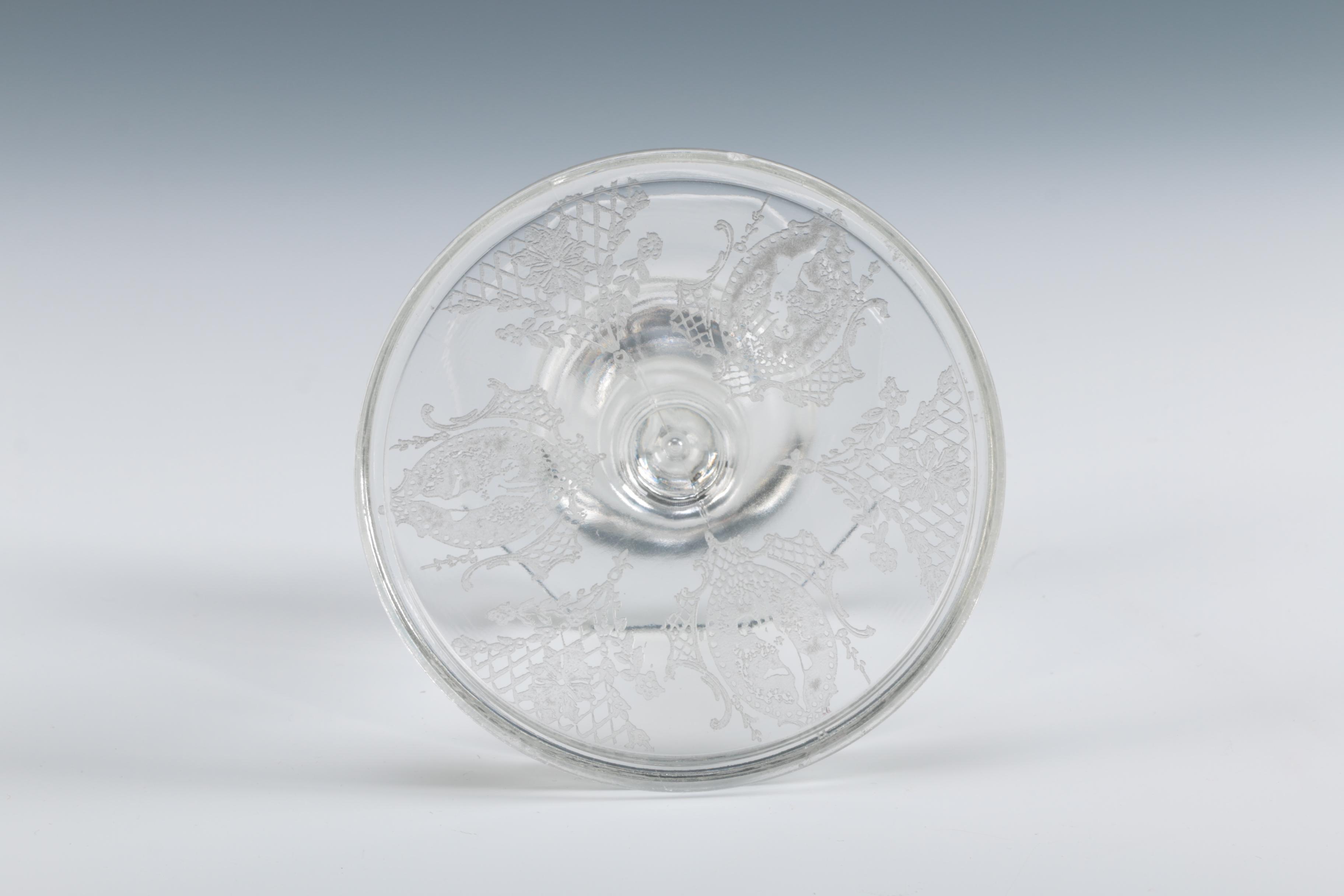 Antique Etched Glass Candlesticks with Angel Motifs