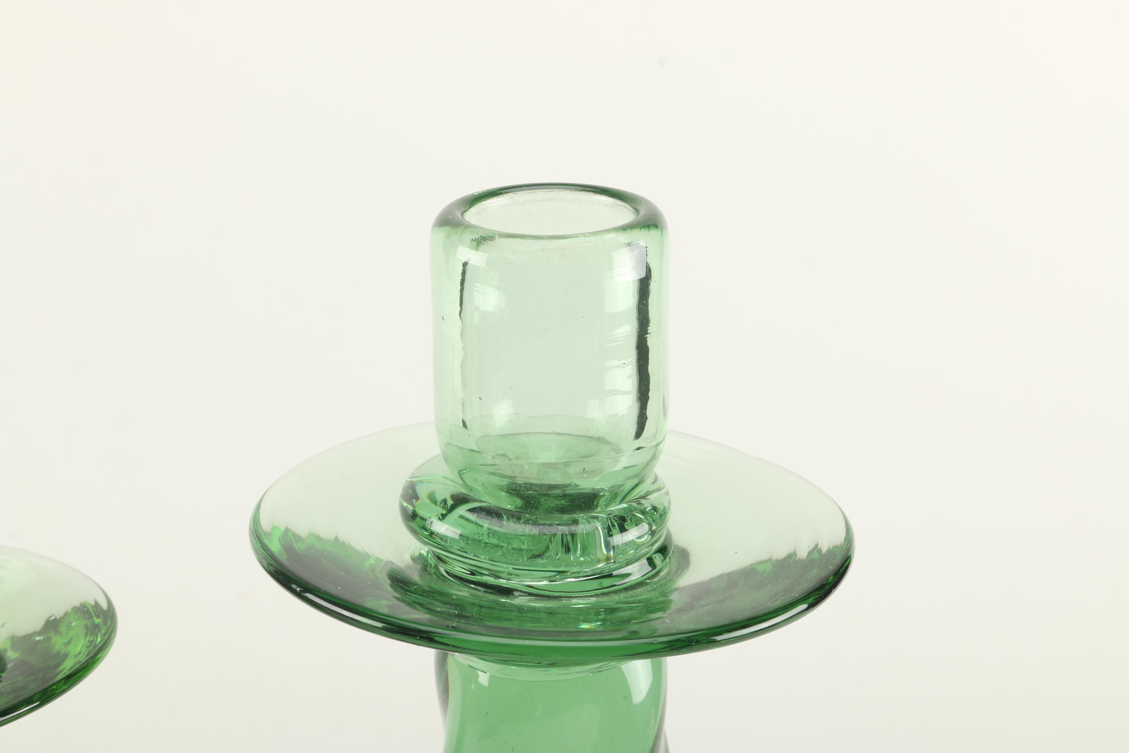 Green Glass Candlesticks