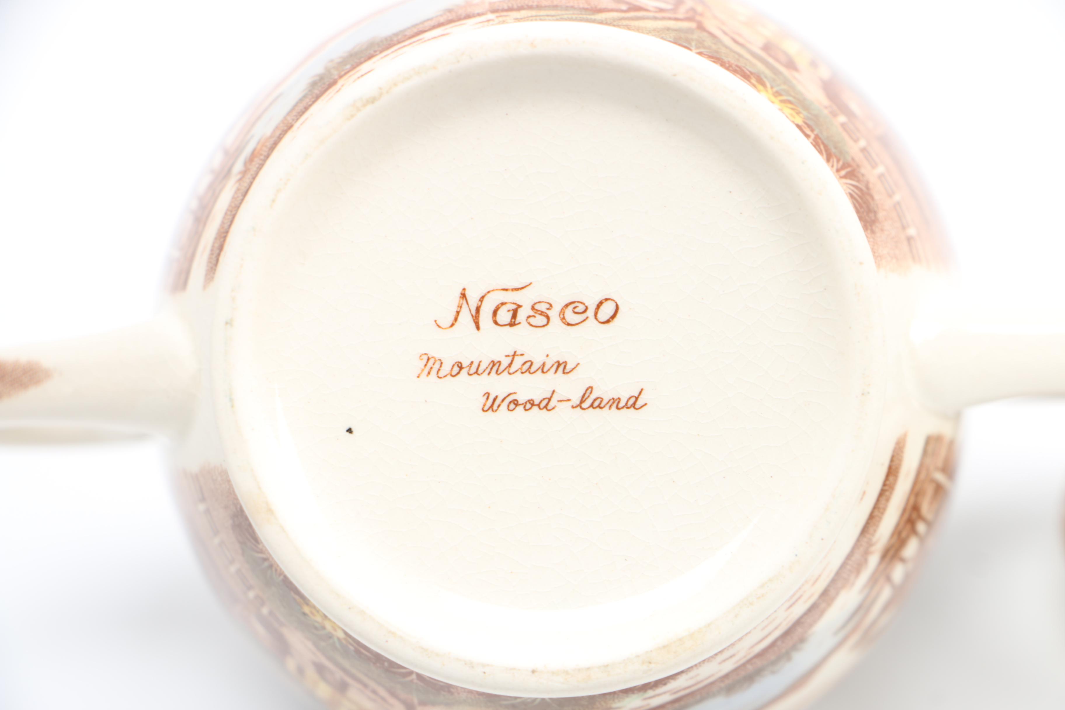 Mid Century Nasco "Mountain Wood-Land" Transfer Printed Tableware