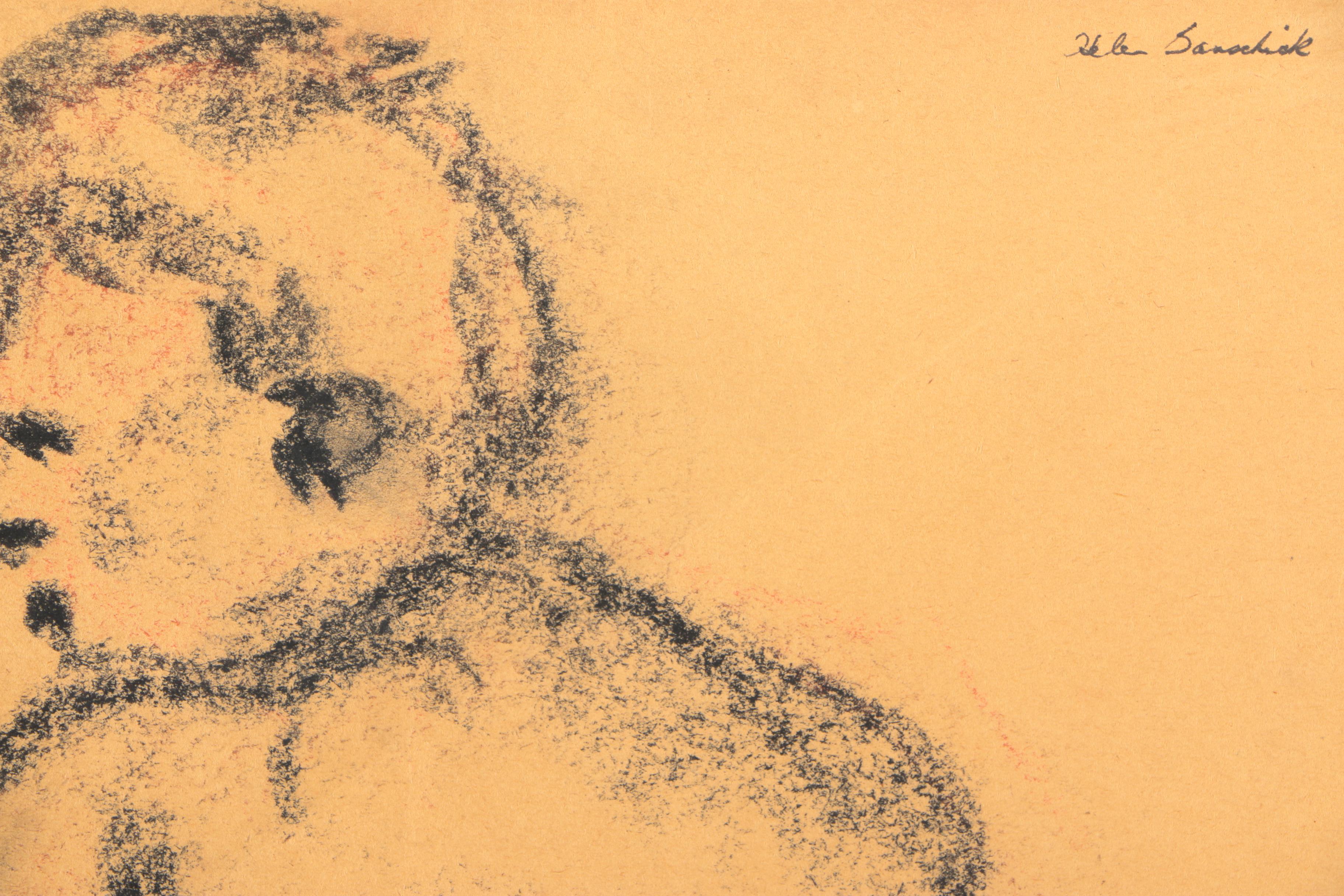 Helen Sanschick Charcoal on Paper of a Seated Nude