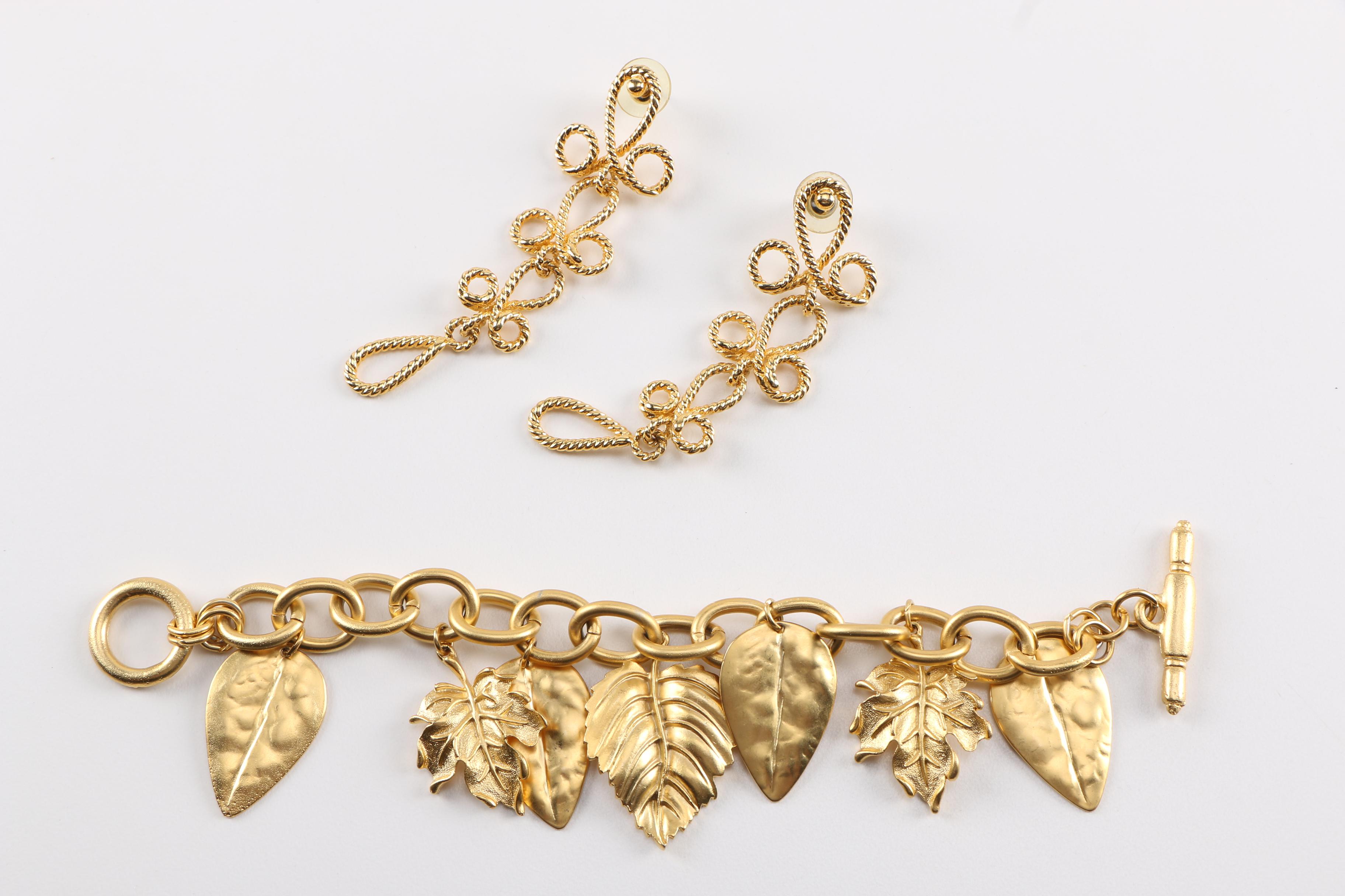 Gold Tone Designer Costume Jewelry Including Kenneth Jay Lane and Princess Marcella Borghese