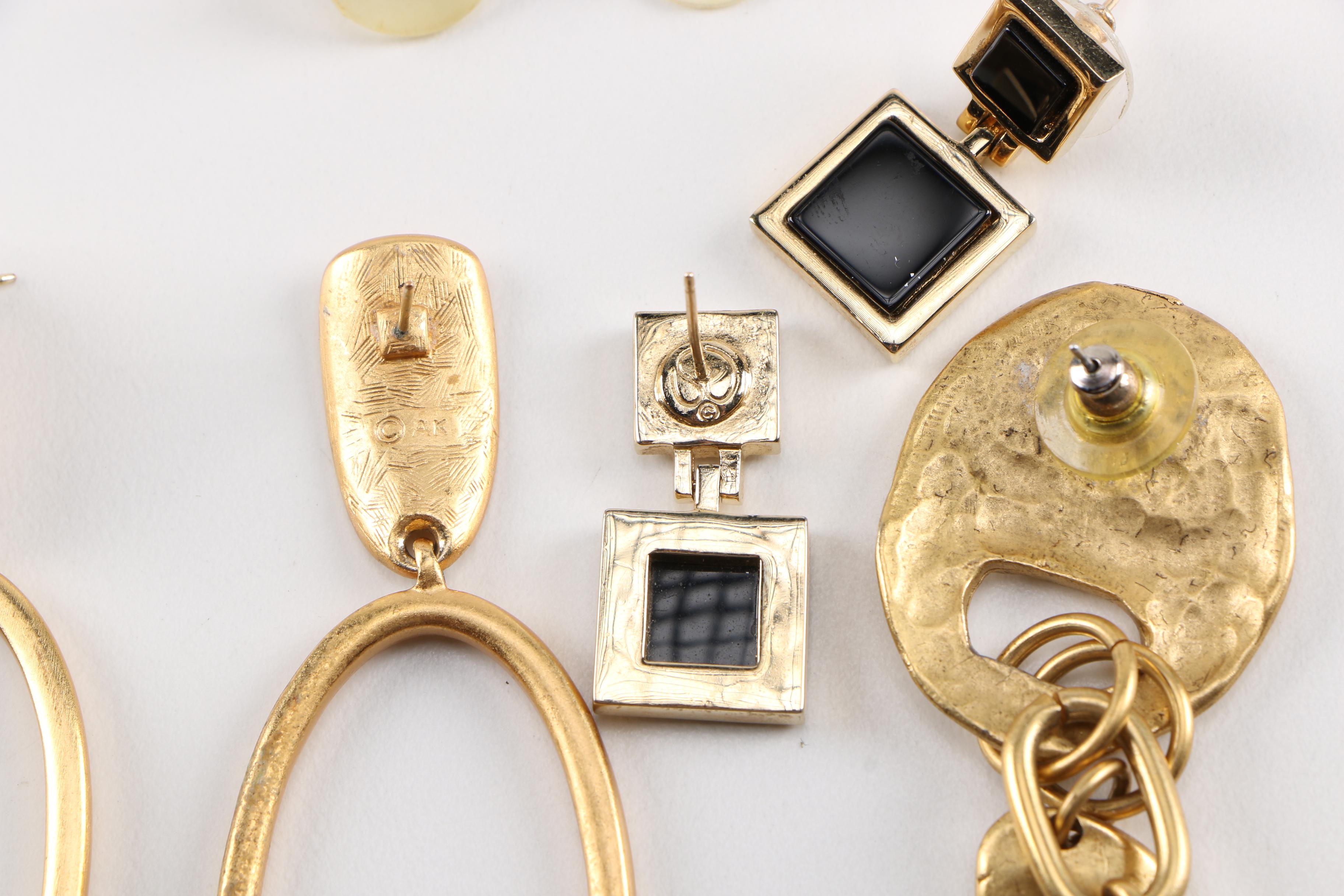 Gold Tone Designer Costume Jewelry Including Kenneth Jay Lane and Princess Marcella Borghese