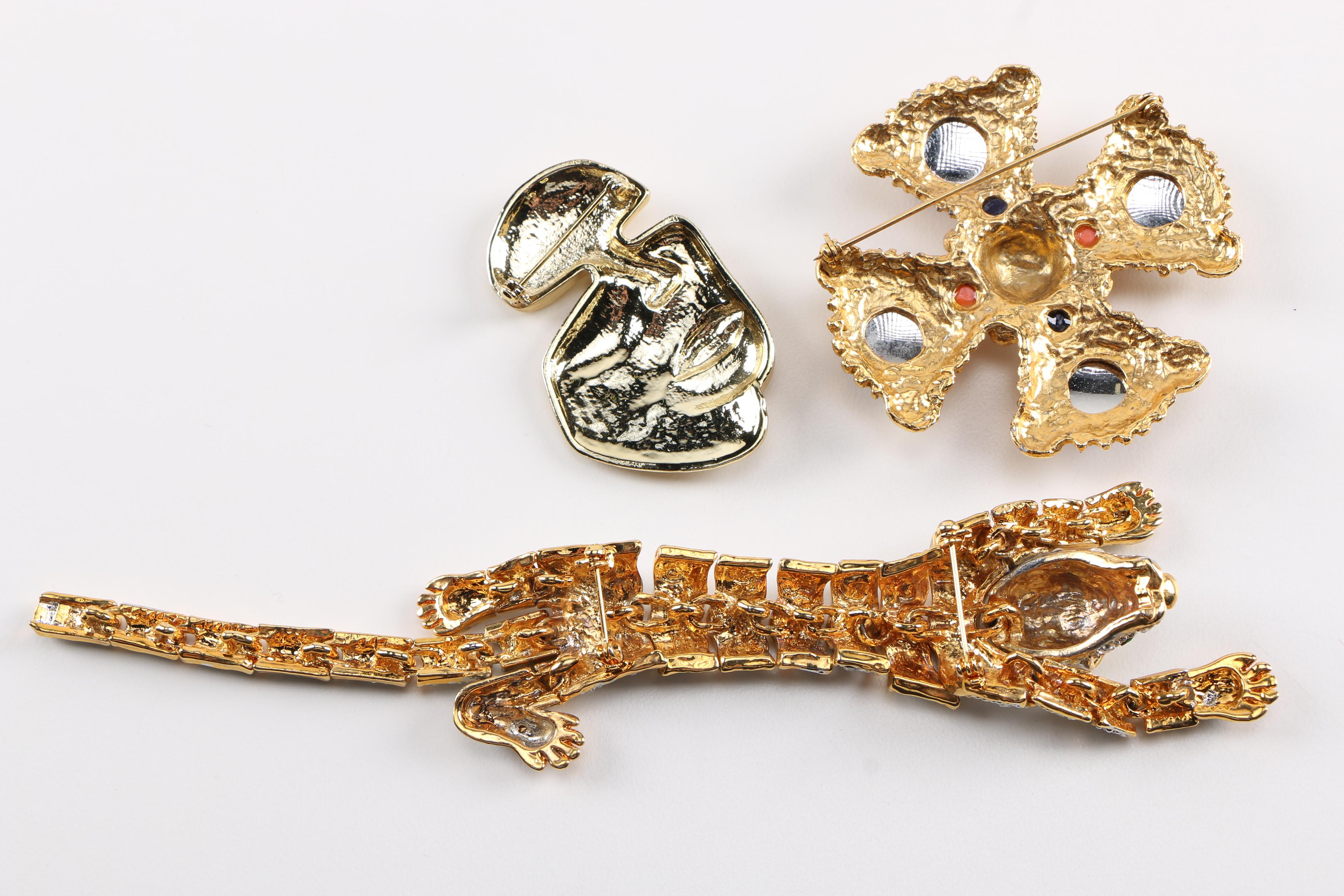 Gold Tone Designer Costume Jewelry Including Kenneth Jay Lane and Princess Marcella Borghese