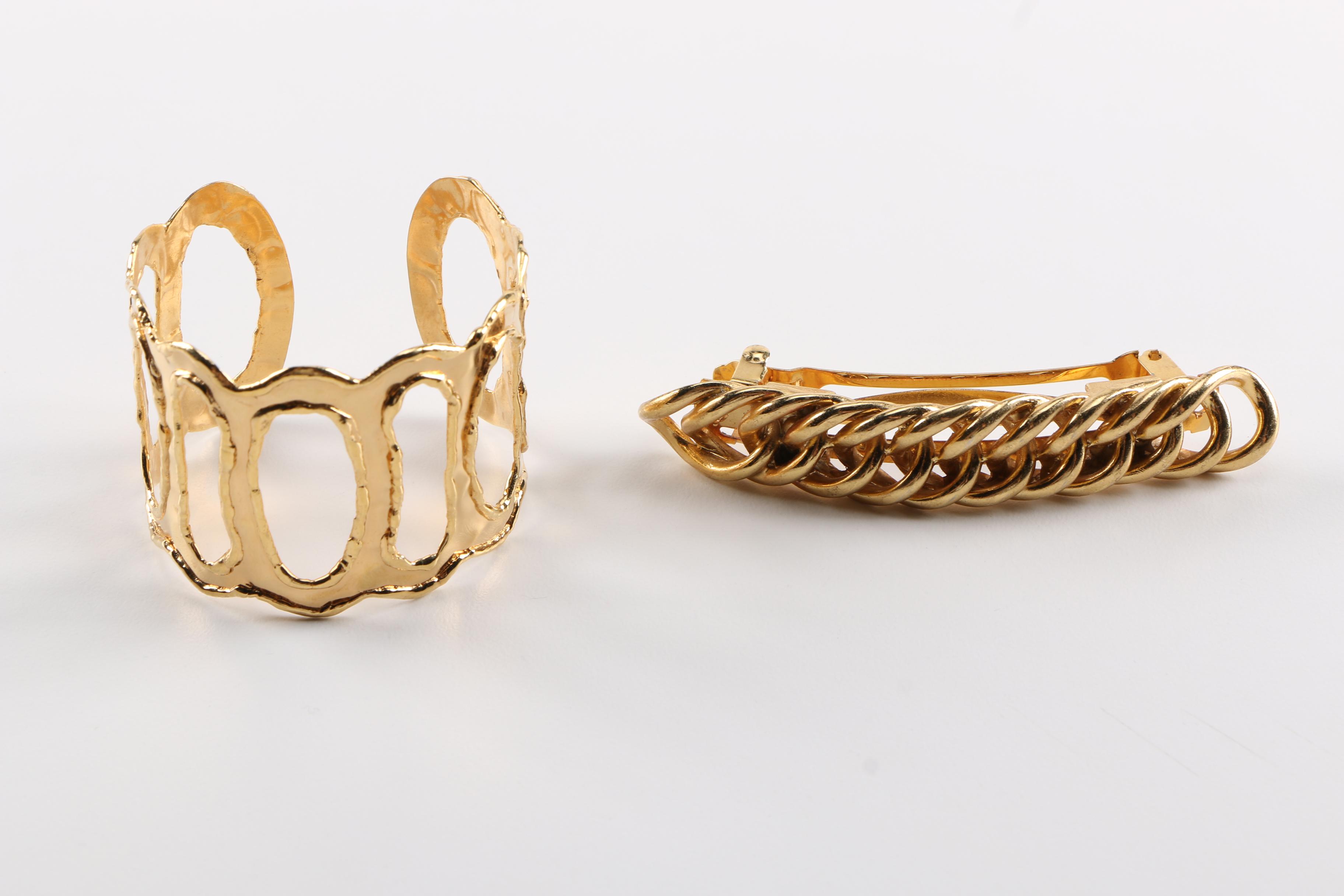 Gold Tone Designer Costume Jewelry Including Kenneth Jay Lane and Princess Marcella Borghese