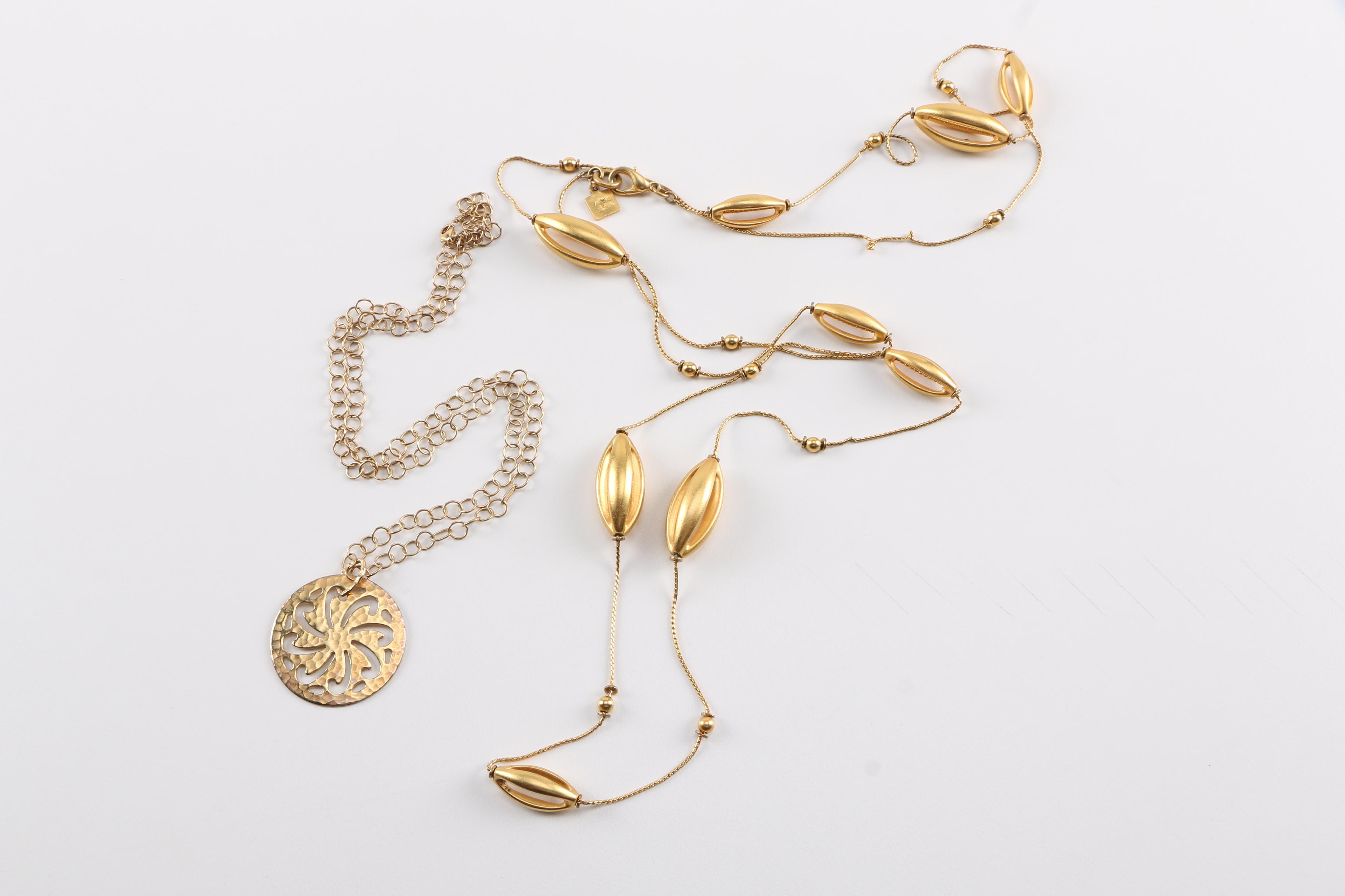 Gold Tone Designer Costume Jewelry Including Kenneth Jay Lane and Princess Marcella Borghese