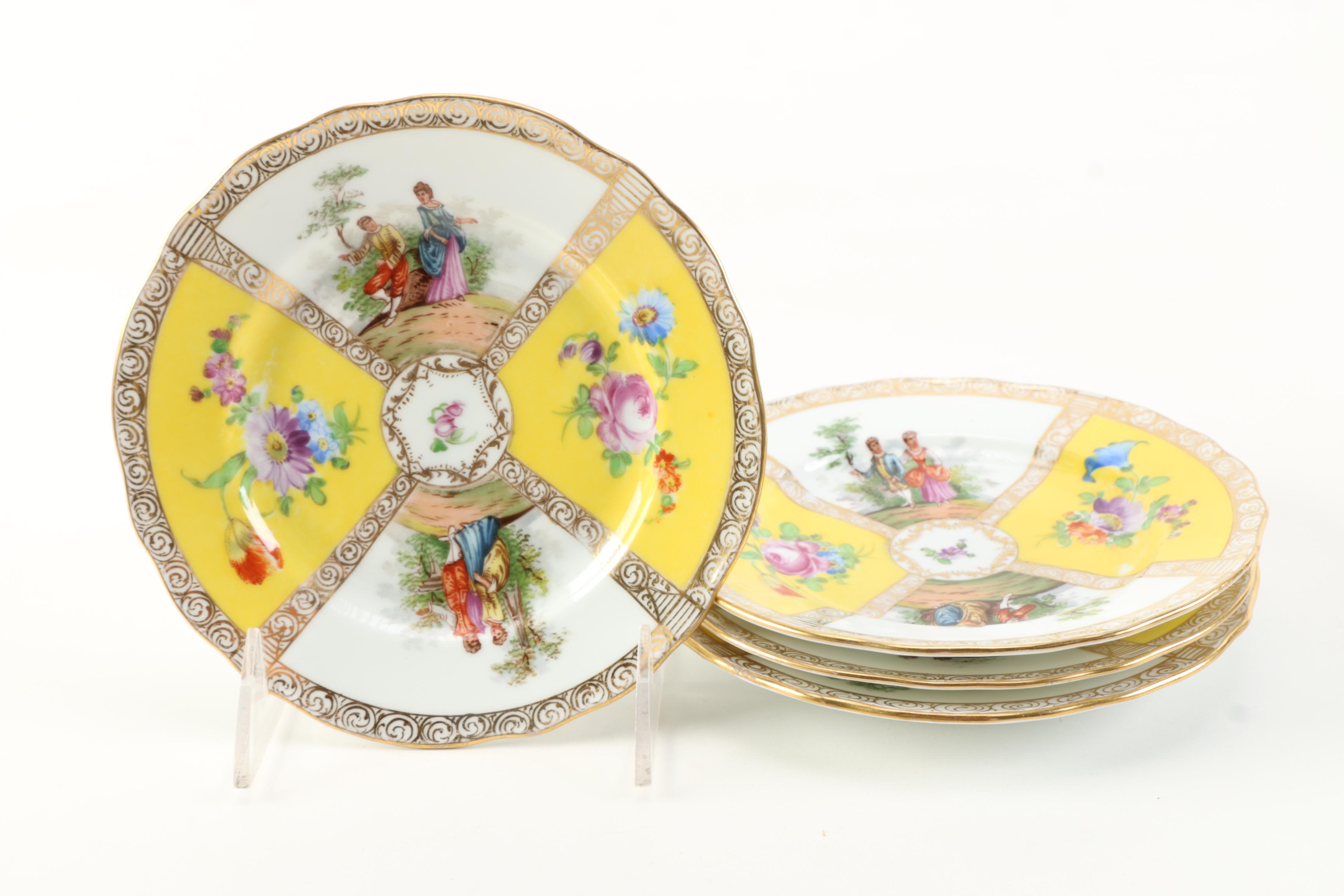 Antique Richard Klemm Porcelain Teacups and Saucers