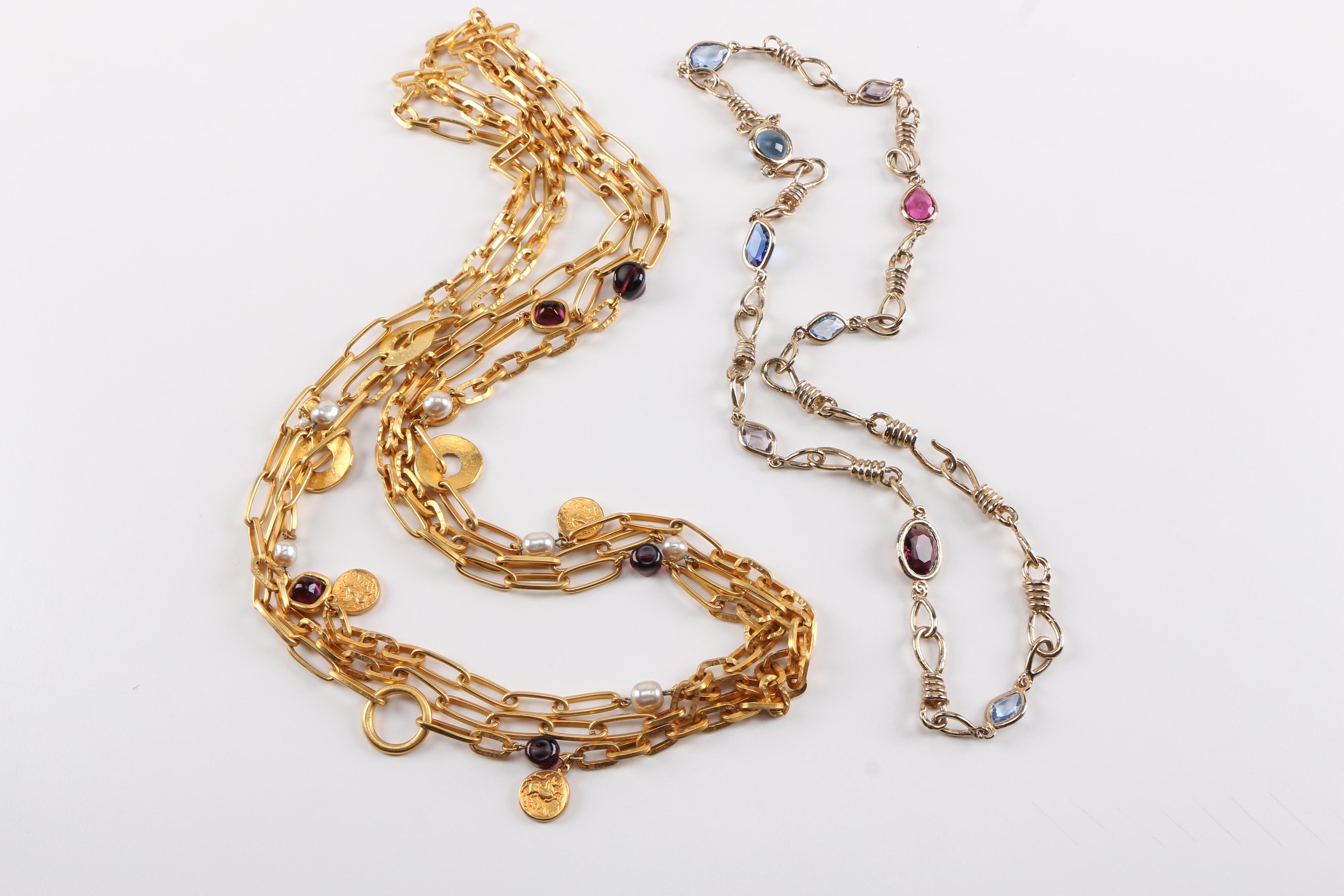 Gold Tone Designer Costume Jewelry Including Kenneth Jay Lane and Princess Marcella Borghese