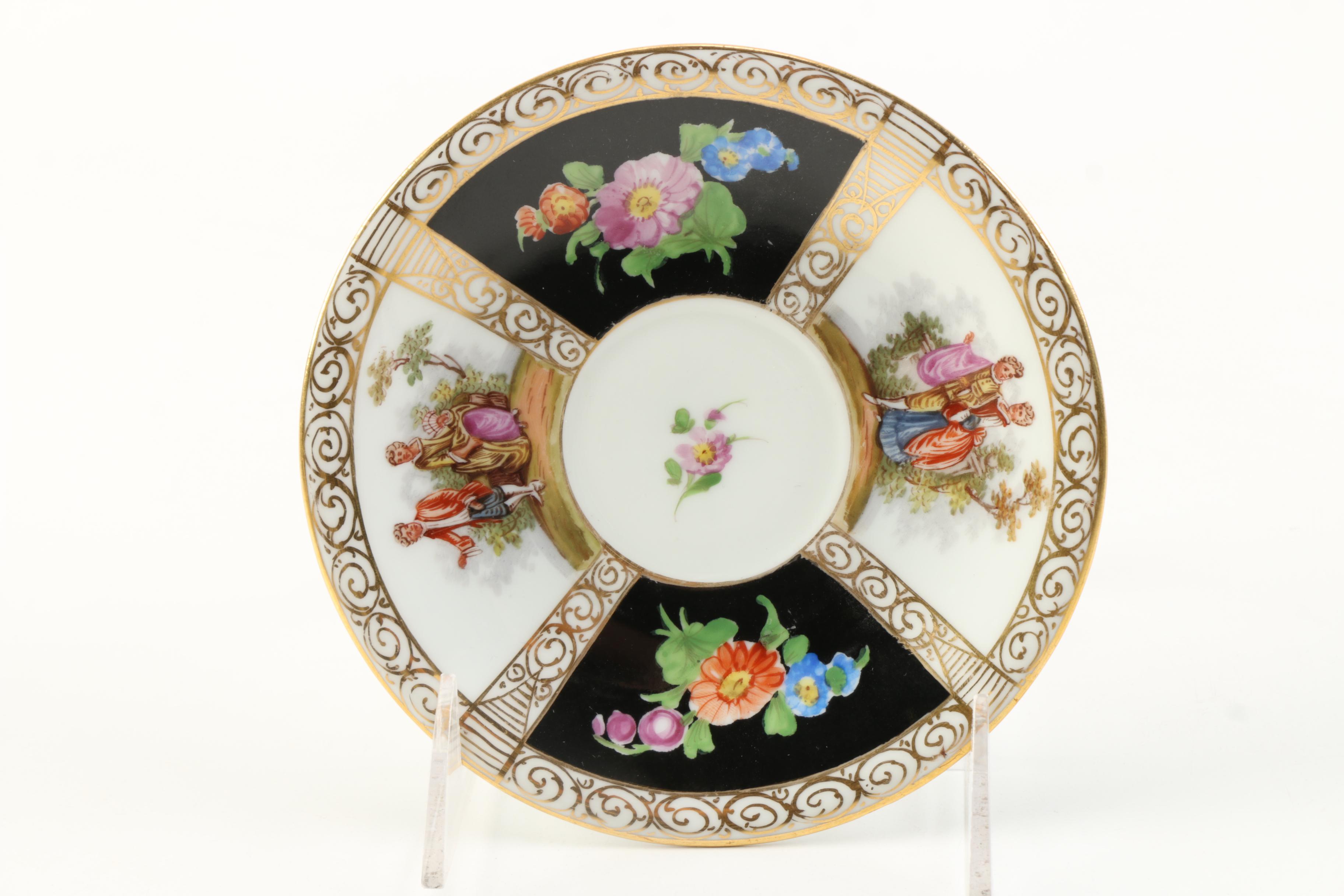 Antique Richard Klemm Porcelain Teacups and Saucers