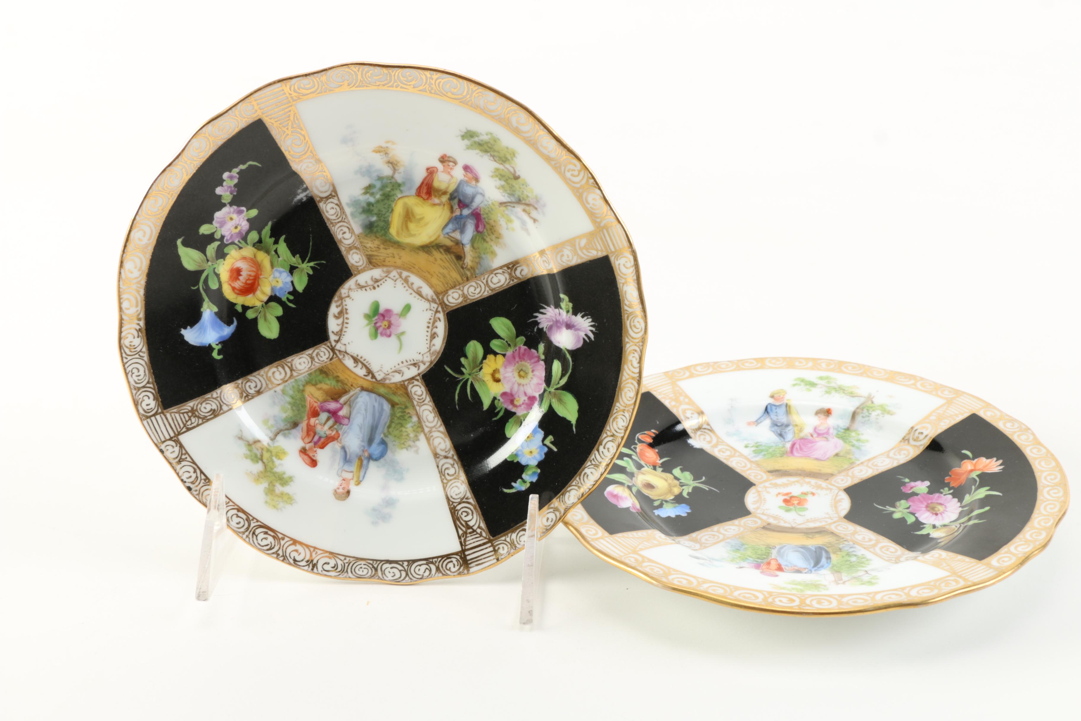 Antique Richard Klemm Porcelain Teacups and Saucers