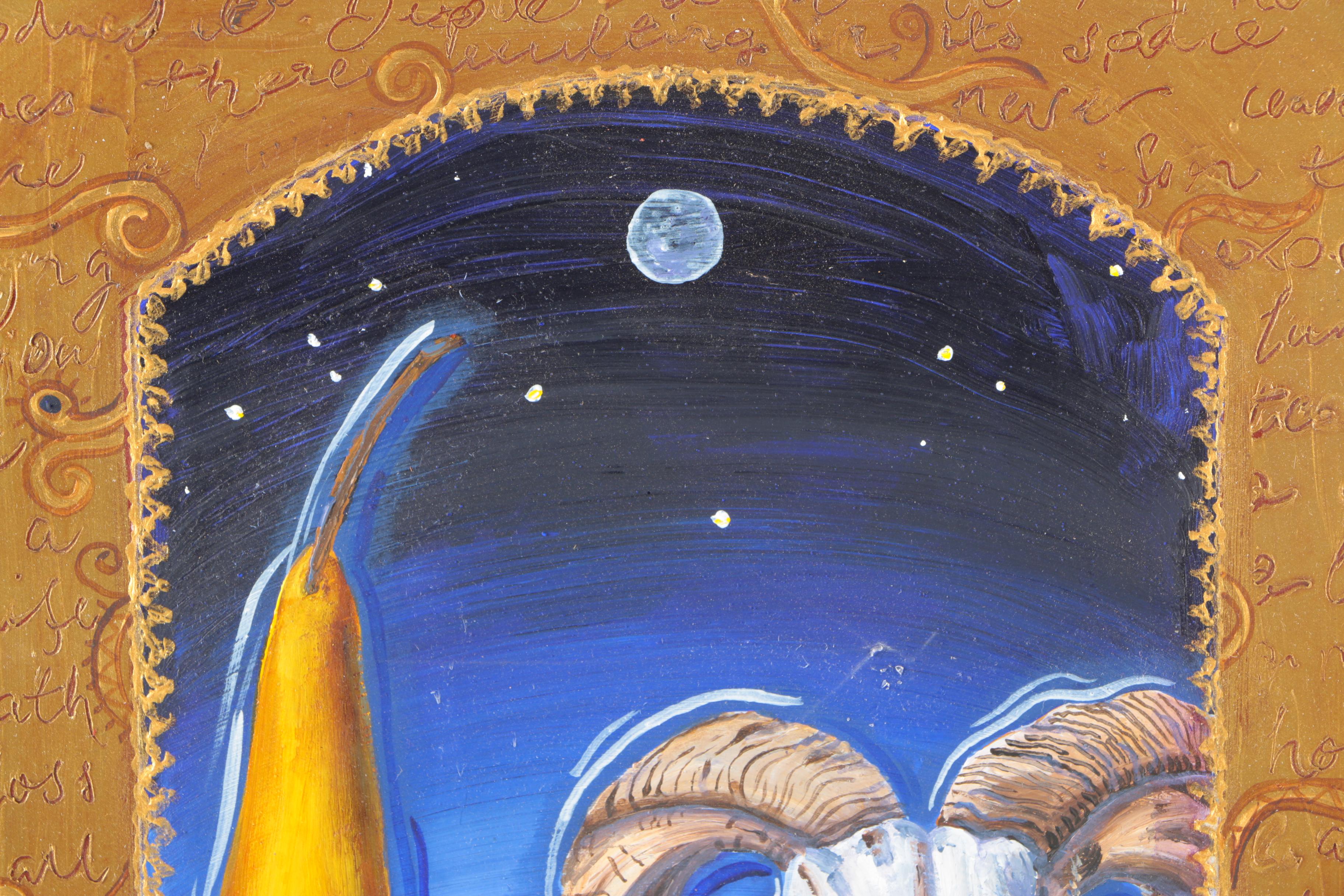 Karen Atkins Gouache Painting on Paper of Aries Symbols