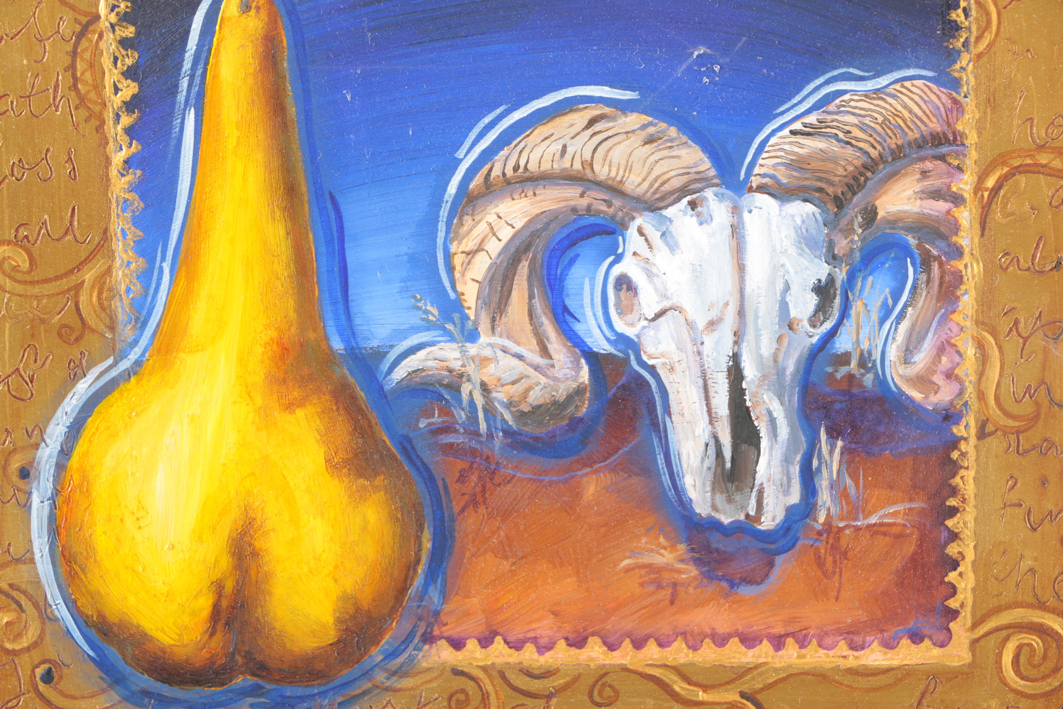Karen Atkins Gouache Painting on Paper of Aries Symbols