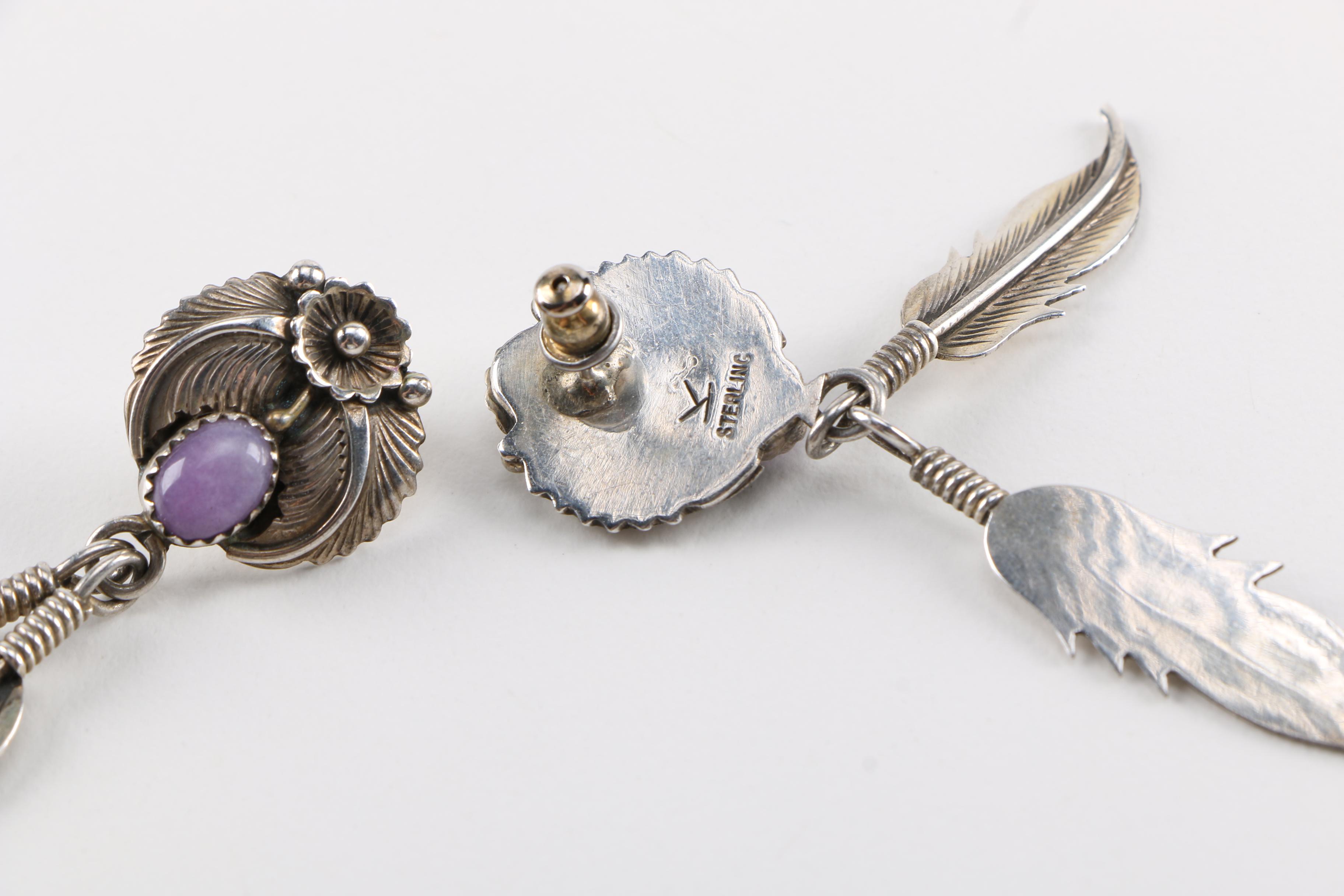 Southwestern Style Sterling Silver Earrings