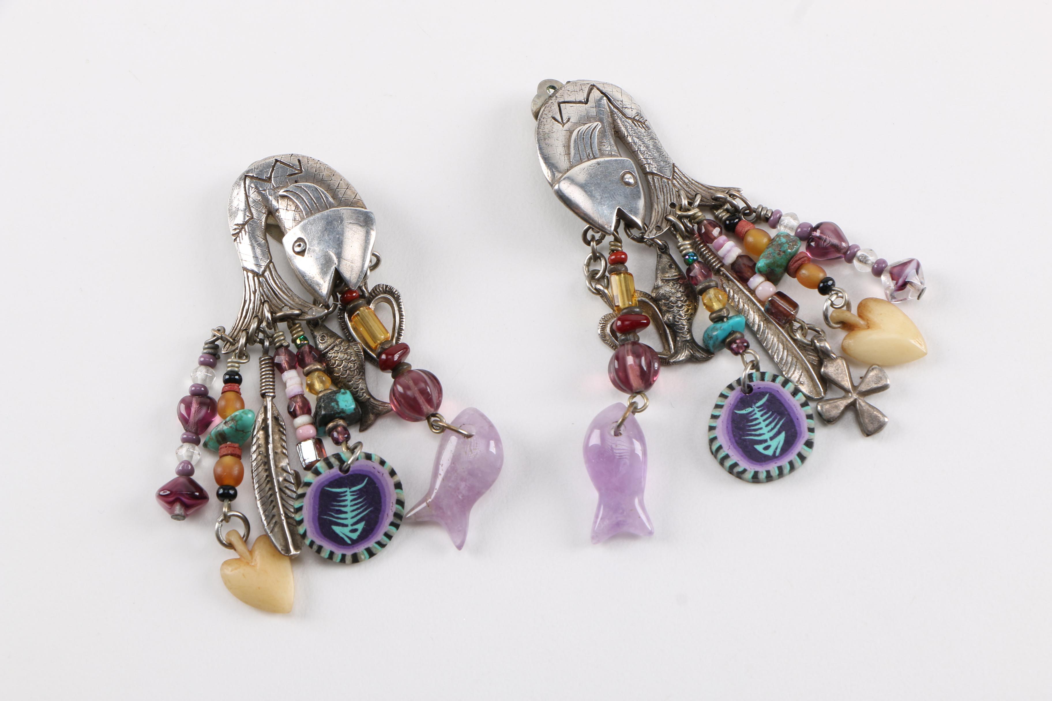Southwestern Style Sterling Silver Earrings