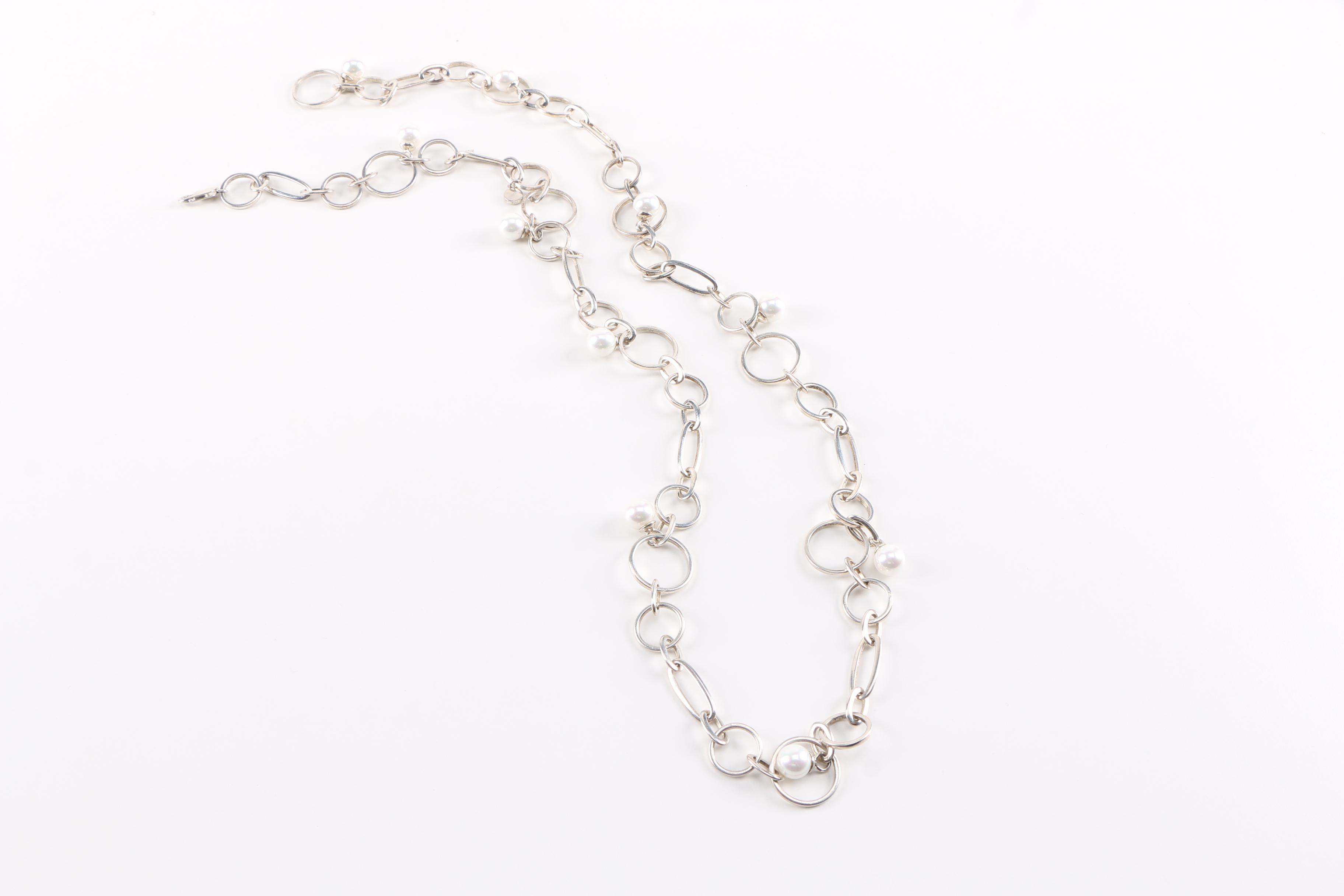 Sterling Silver Necklace and Earrings Including Piane Gonda