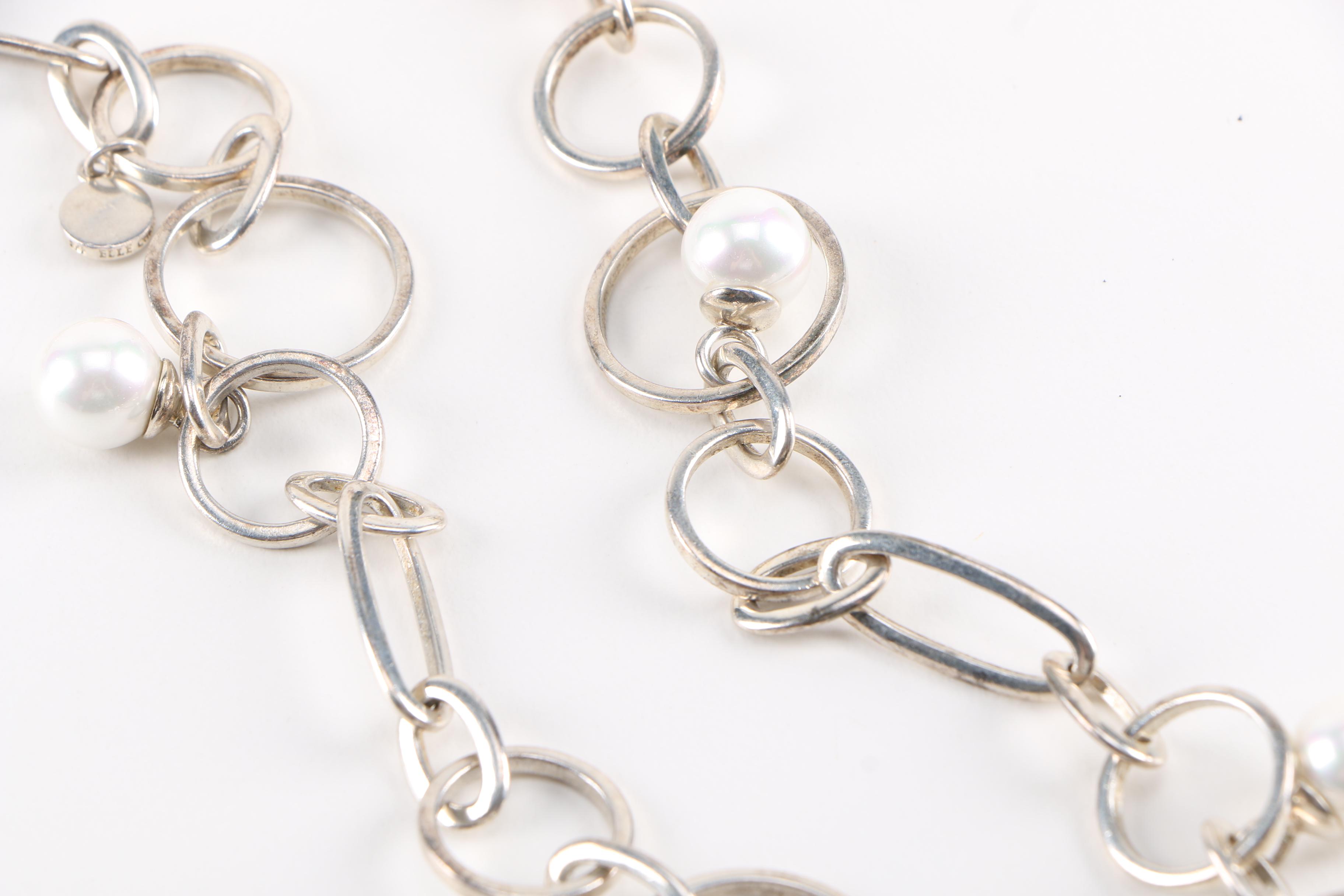 Sterling Silver Necklace and Earrings Including Piane Gonda